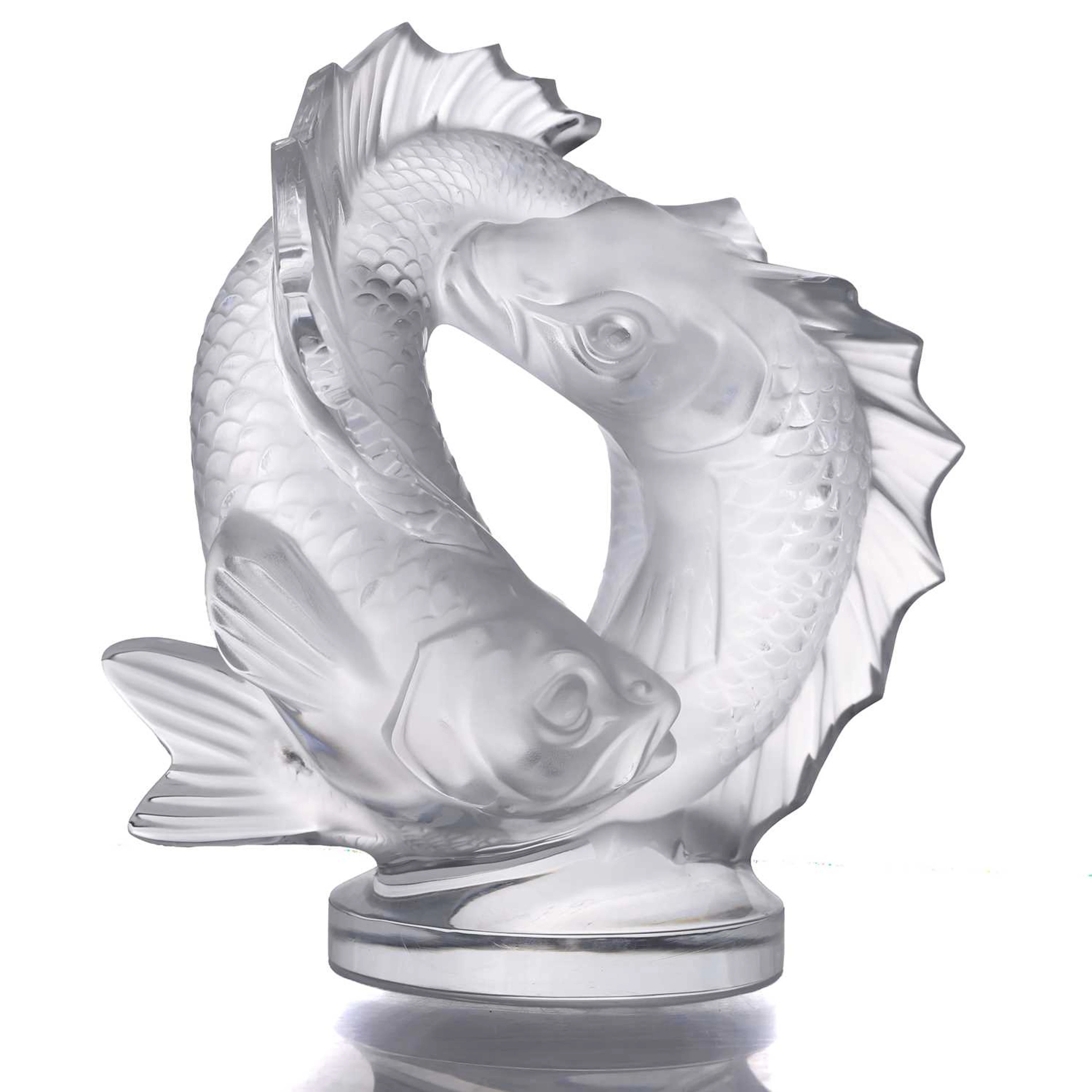 Marc Lalique (French, 1900-1977) 'Double Fish Sculpture', 20th century