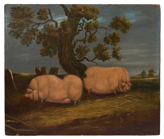 Manner of John Vine Study of two pigs