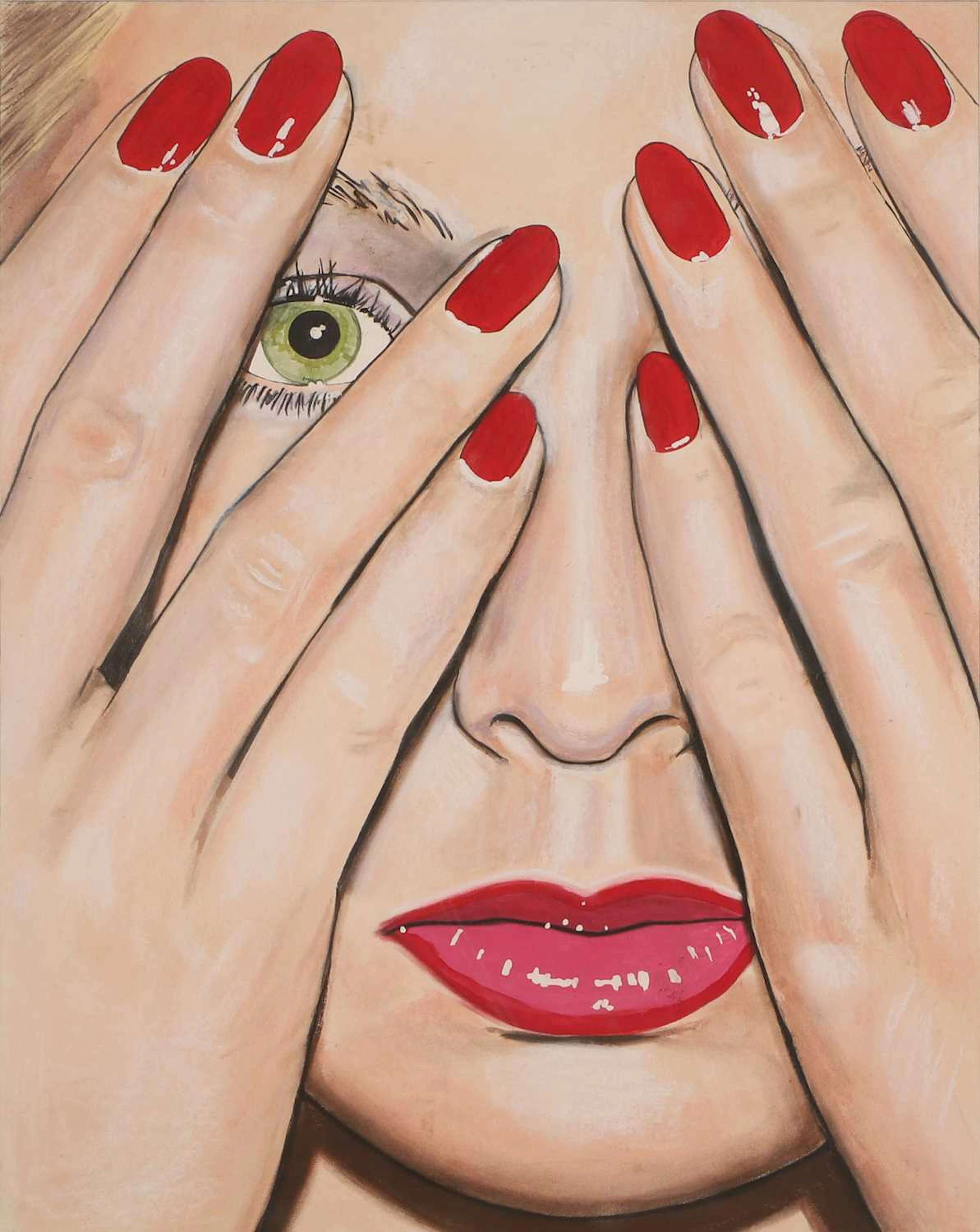 ▲ Edward Bell (British, b.1950) Woman peeping through her hands