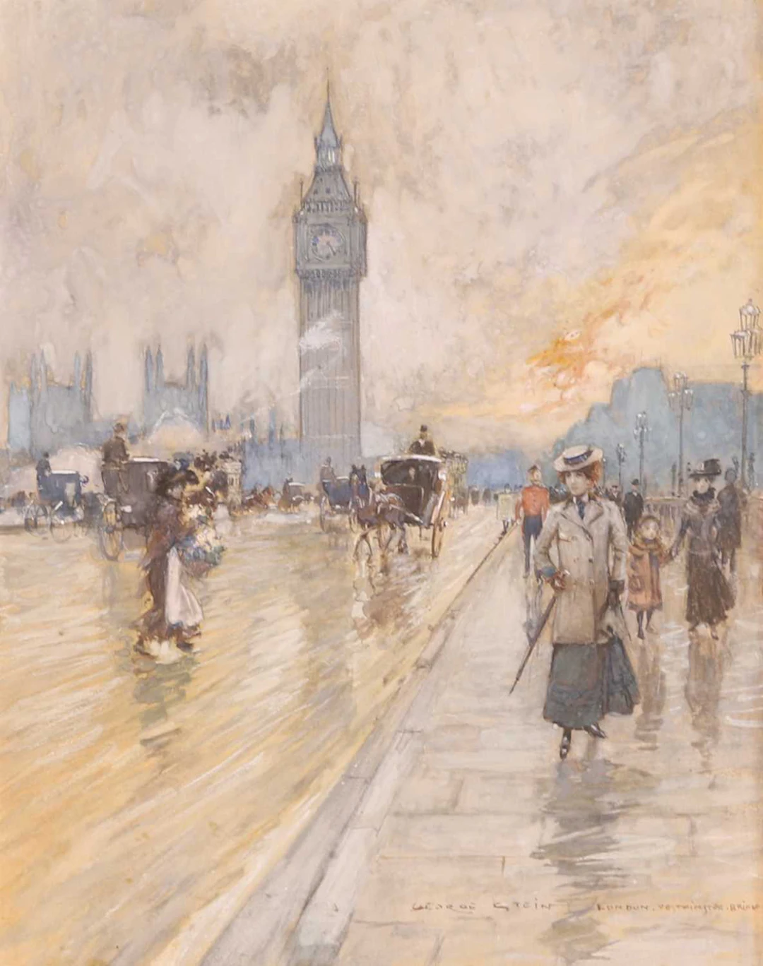Georges Stein (French, circa 1870-1955) London, Westminster Bridge
