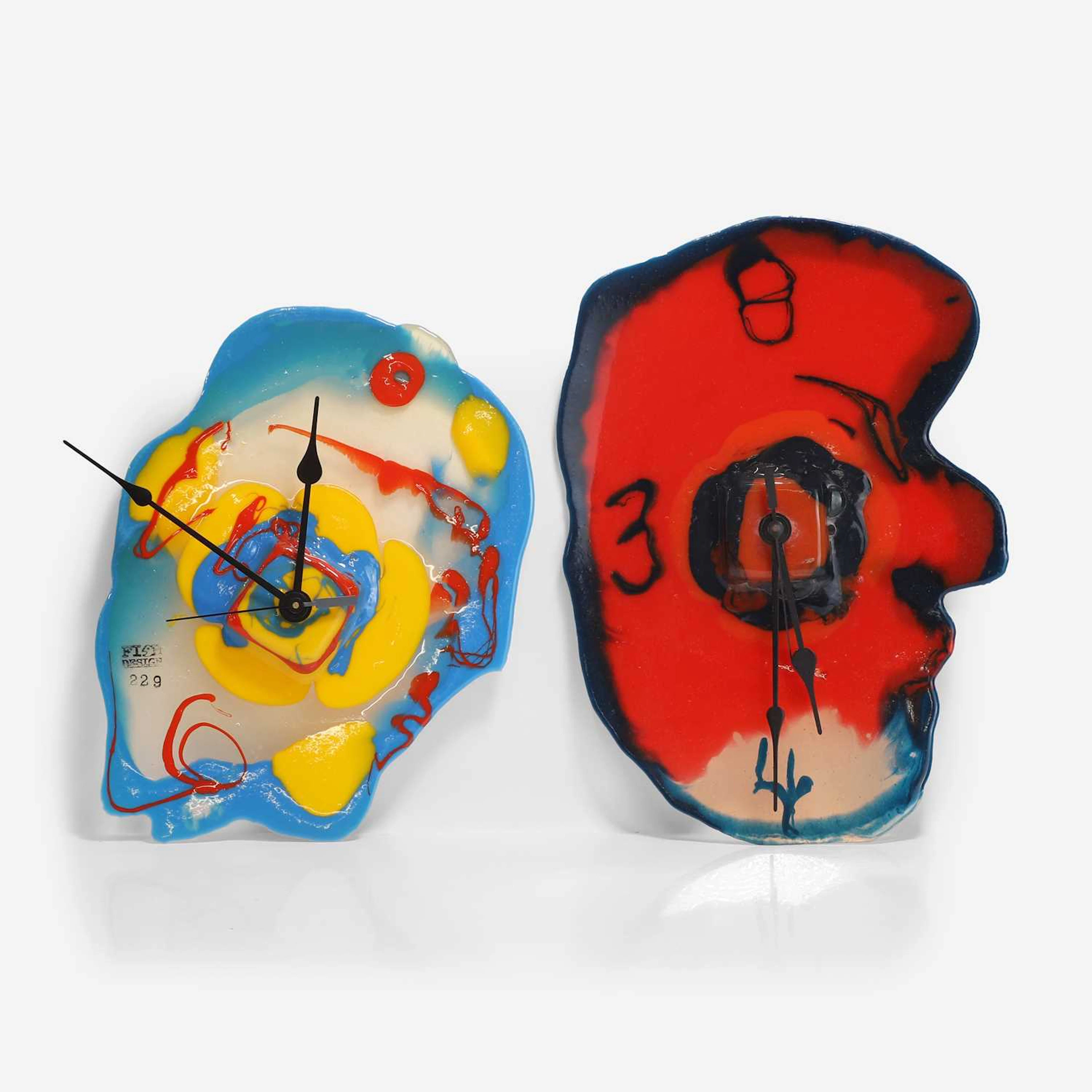 ▲ Gaetano Pesce (Italian, 1939-2024) for Fish Design two 'Opensky' clocks