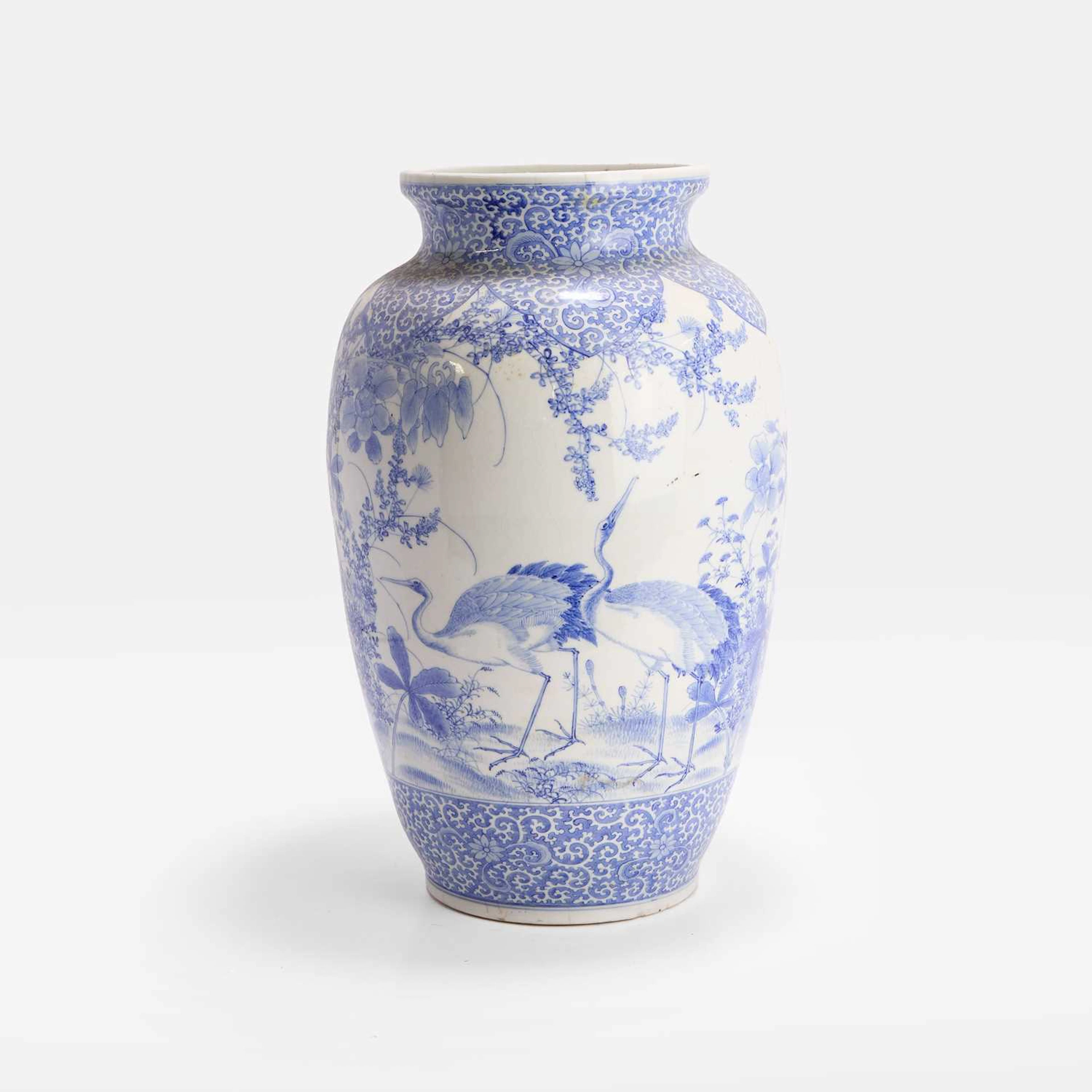 A large Japanese blue and white vase early 20th century