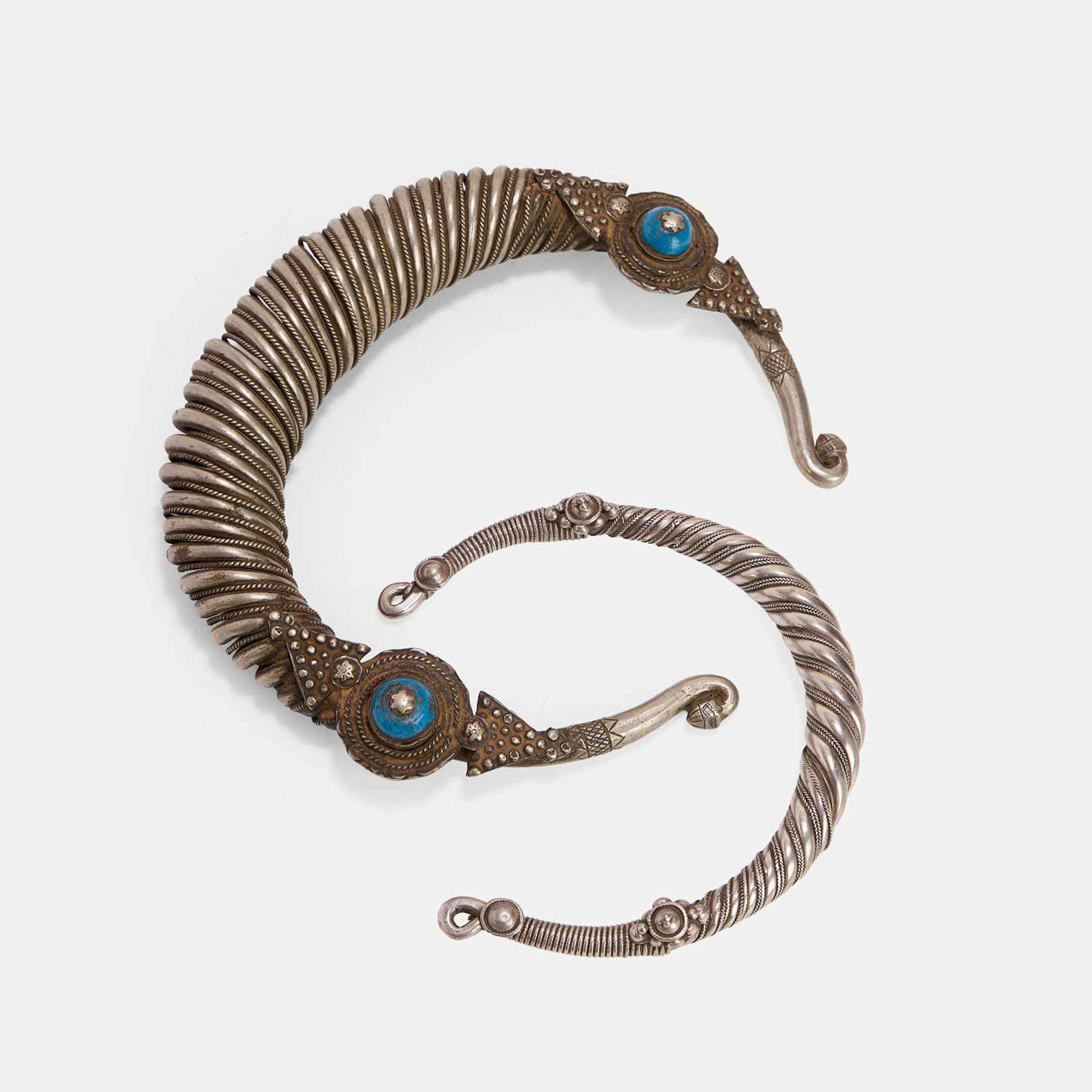 A Sindh silvered-brass 'hasli' or torque 20th century, Pakistan, Punjab, Sindh