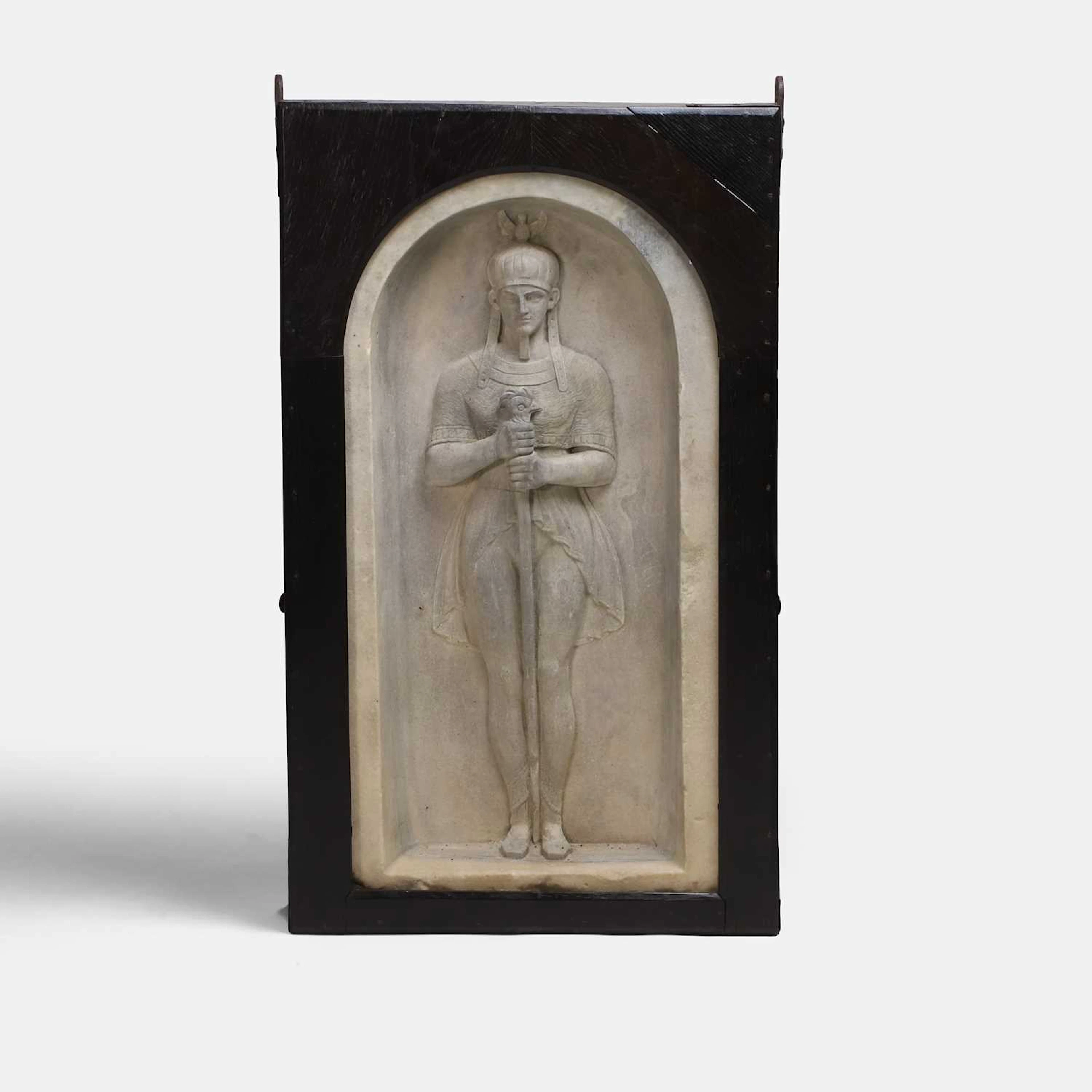 An intriguing Egyptianesque marble niche carving probably 19th century