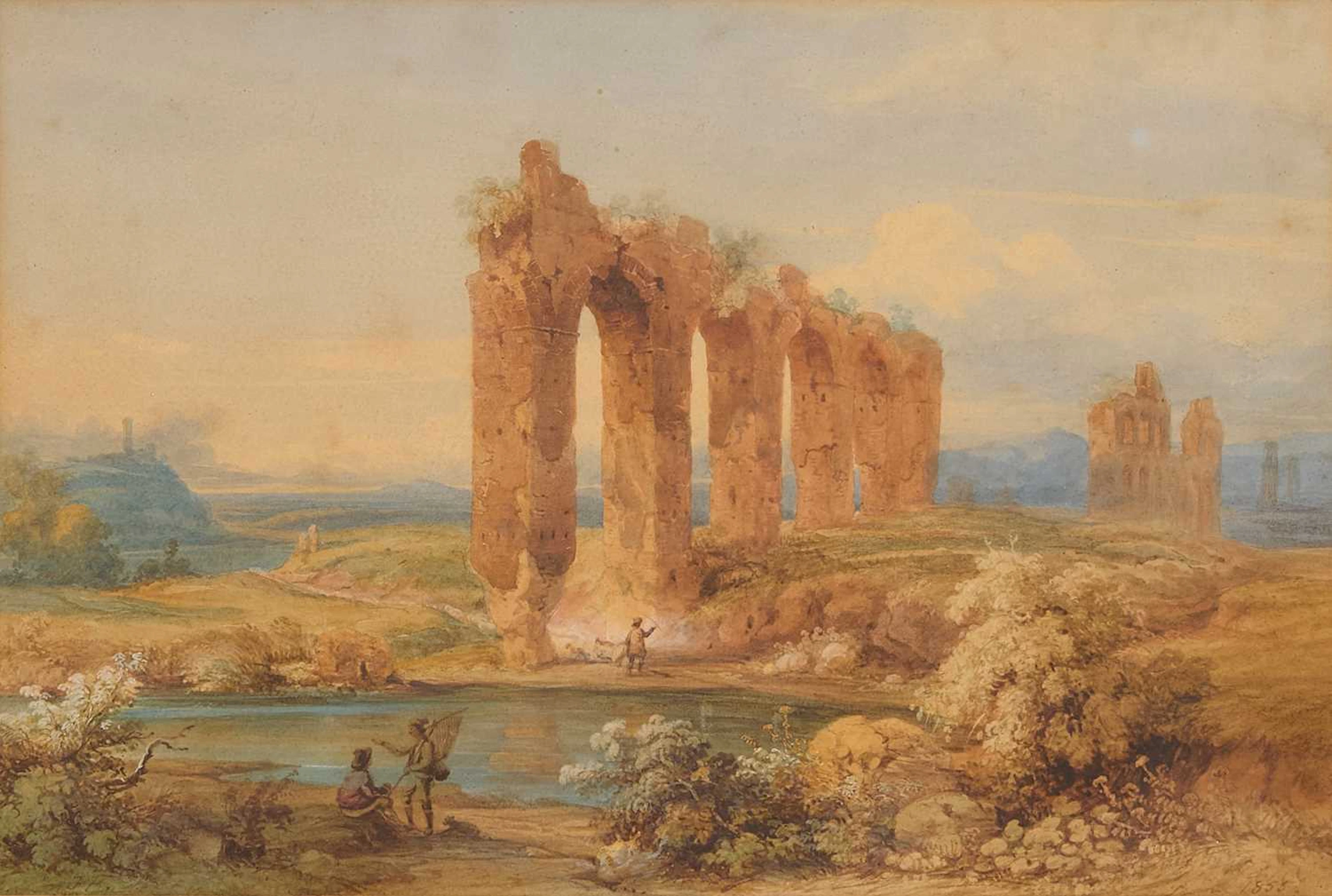 Franz Knebel the Younger (Swiss, 1810-1877) The Aqueduct of Claudius, Rome