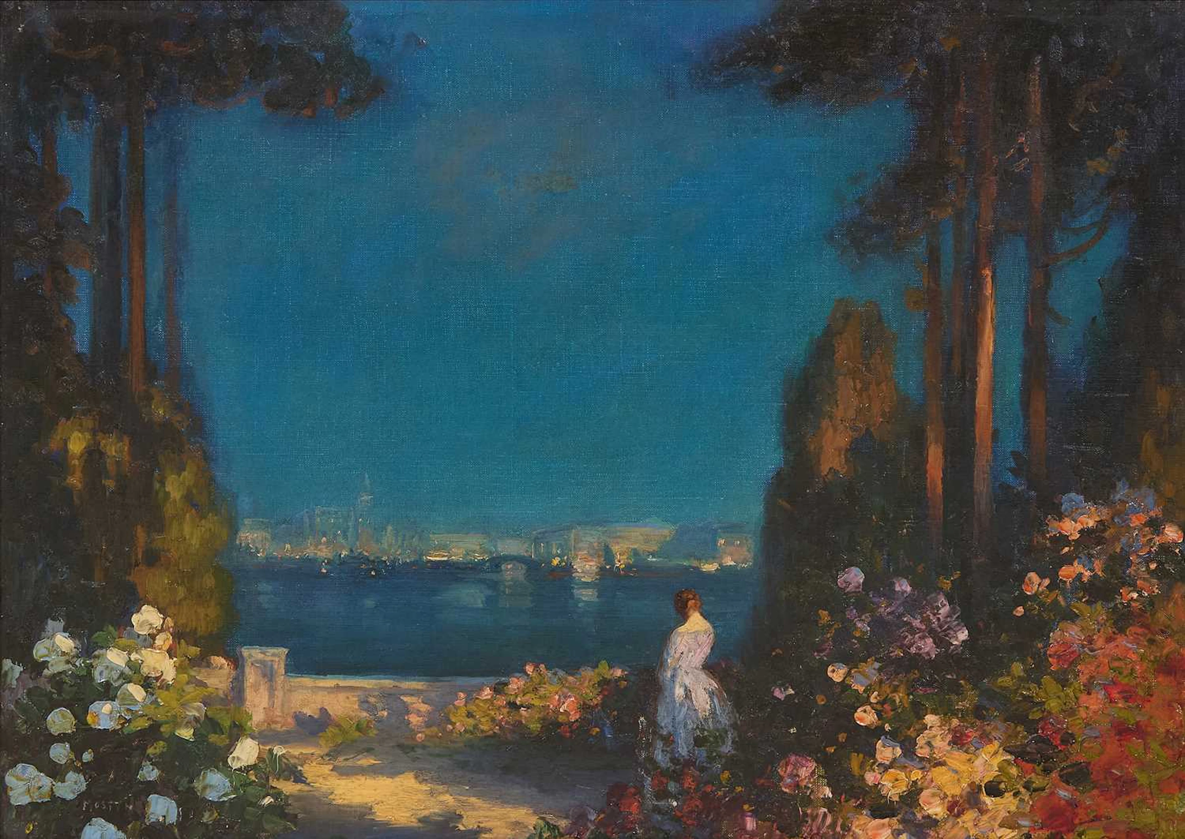 Thomas Edwin Mostyn (British, 1864-1930) 'Watching the Carnival'
