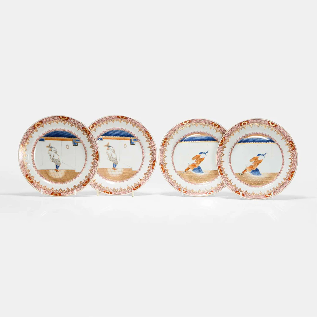 Two pairs of Chinese export ‘South Sea Bubble' plates 18th century