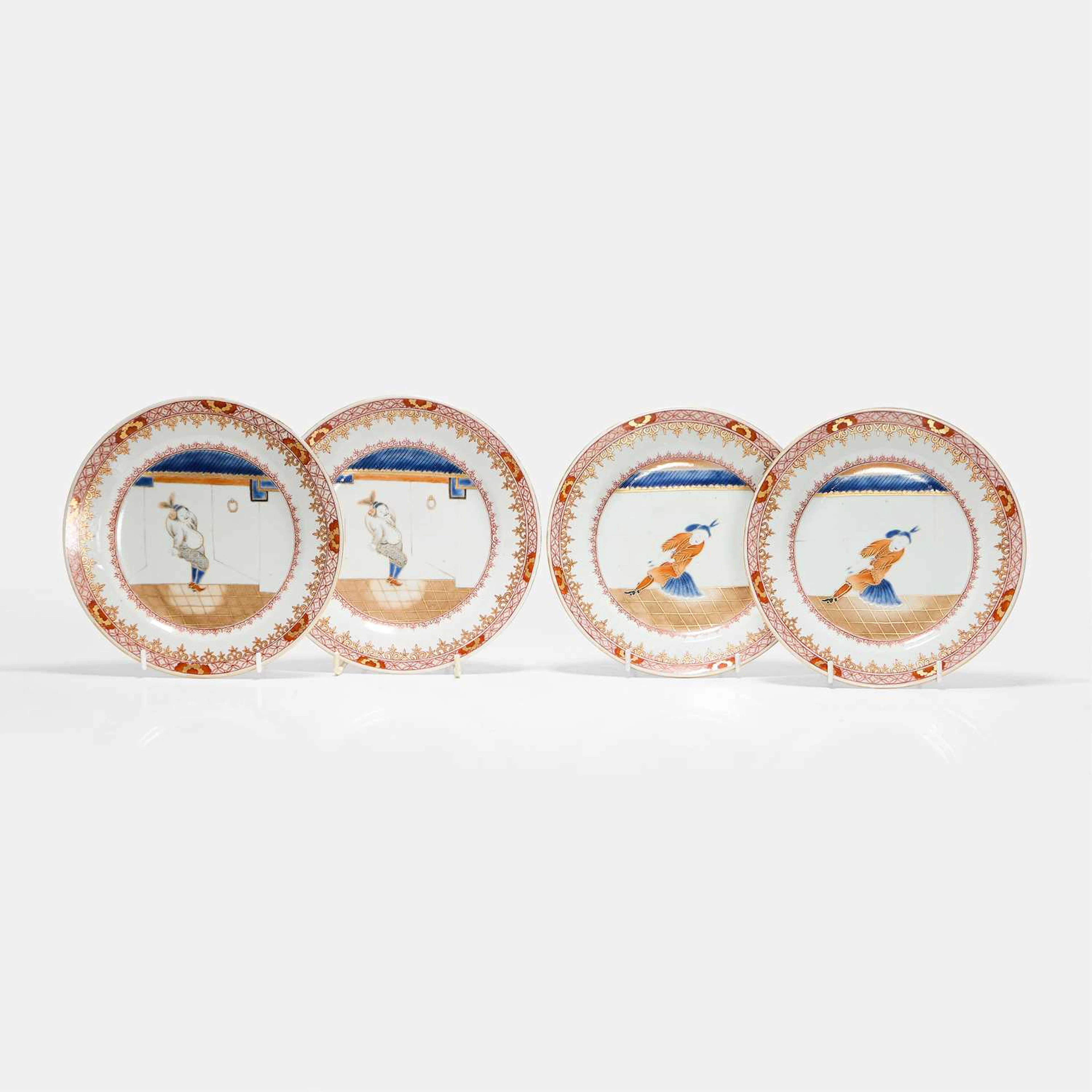 Two pairs of Chinese export ‘South Sea Bubble' plates 18th century