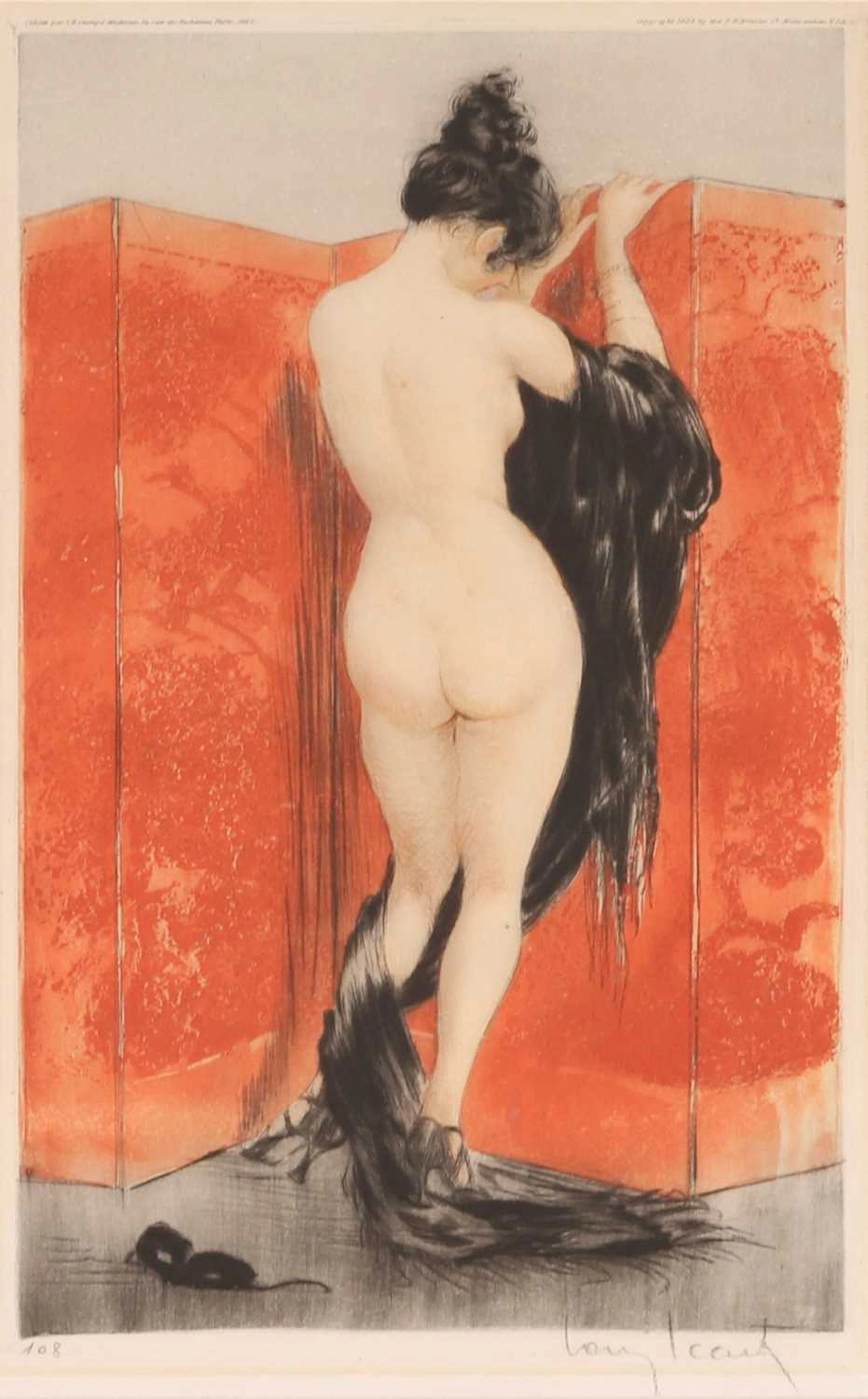 Louis Icart (French, 1888-1950) 'Lacquered Screen'