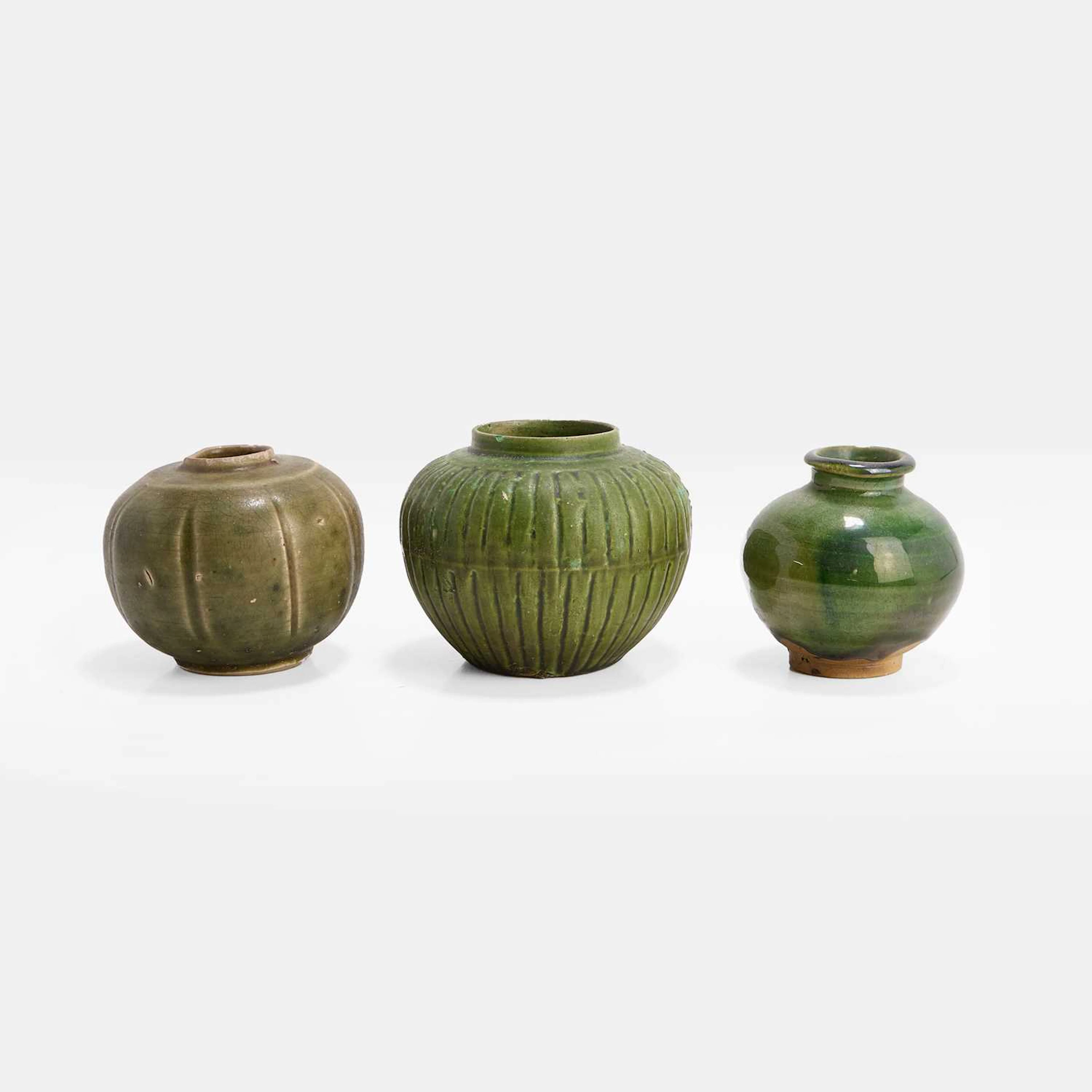 Three Chinese green-glazed jarlets Qing dynasty (1644-1911)