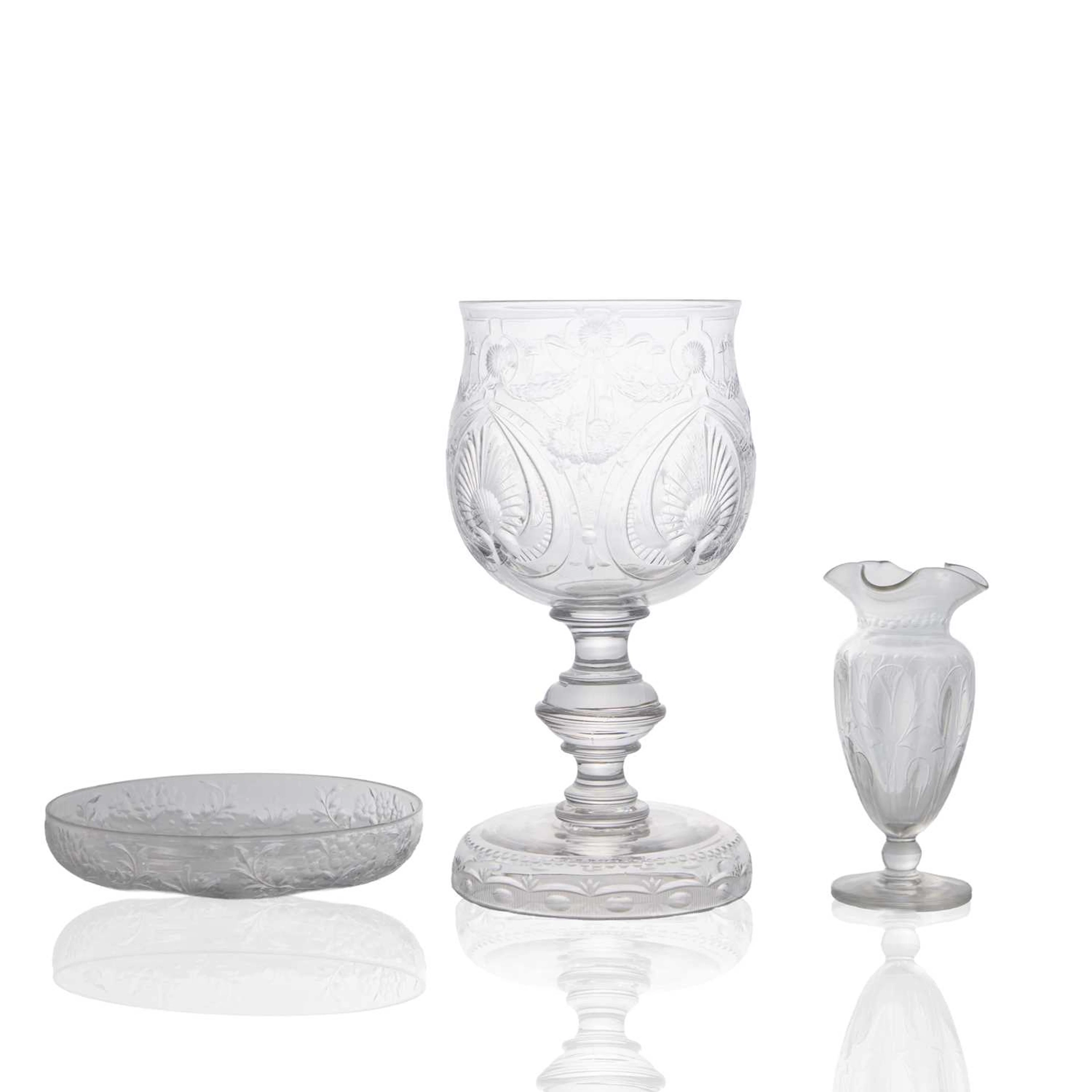 A group of three Thomas Webb & Sons glass items early 20th century