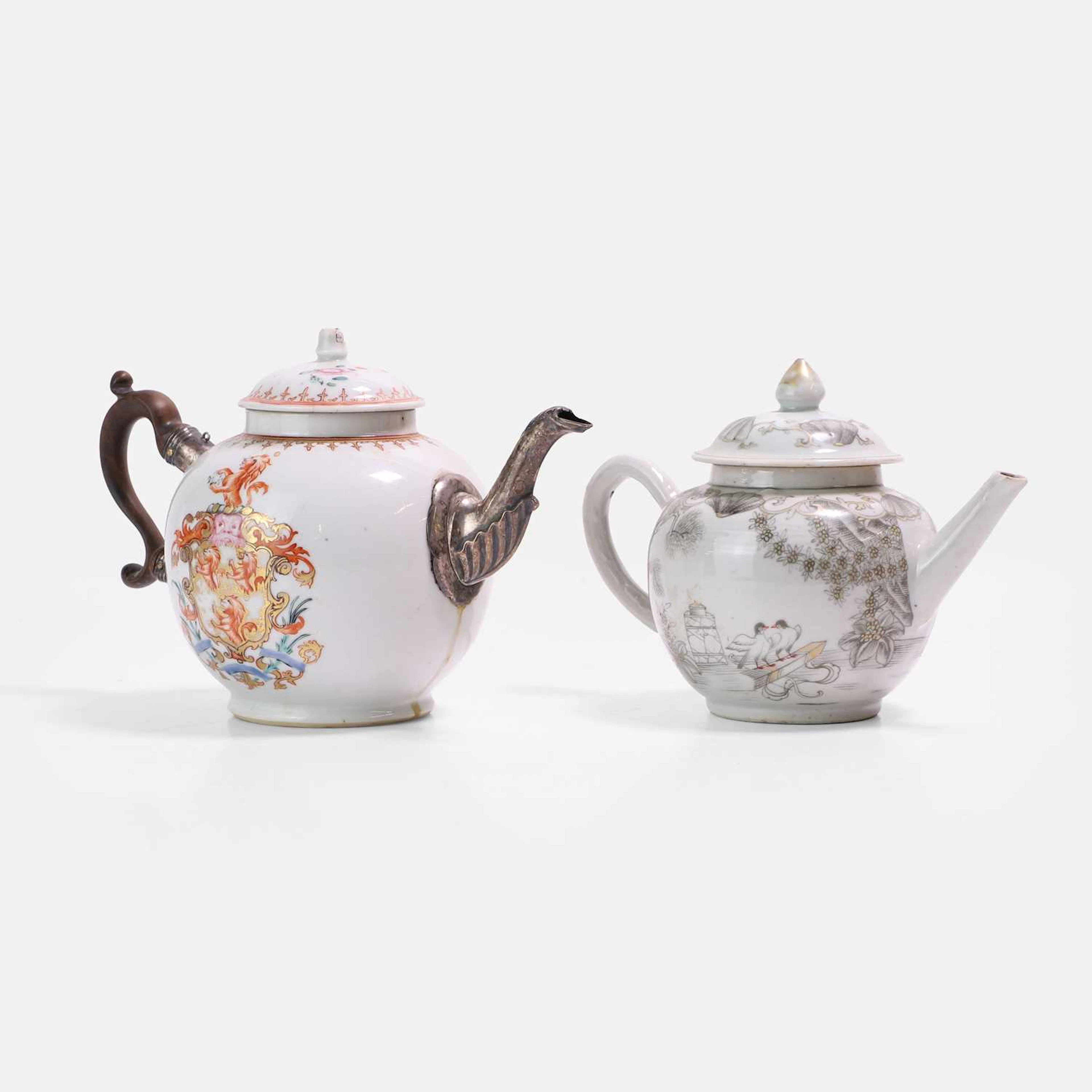 Two Chinese export teapots and covers 18th century