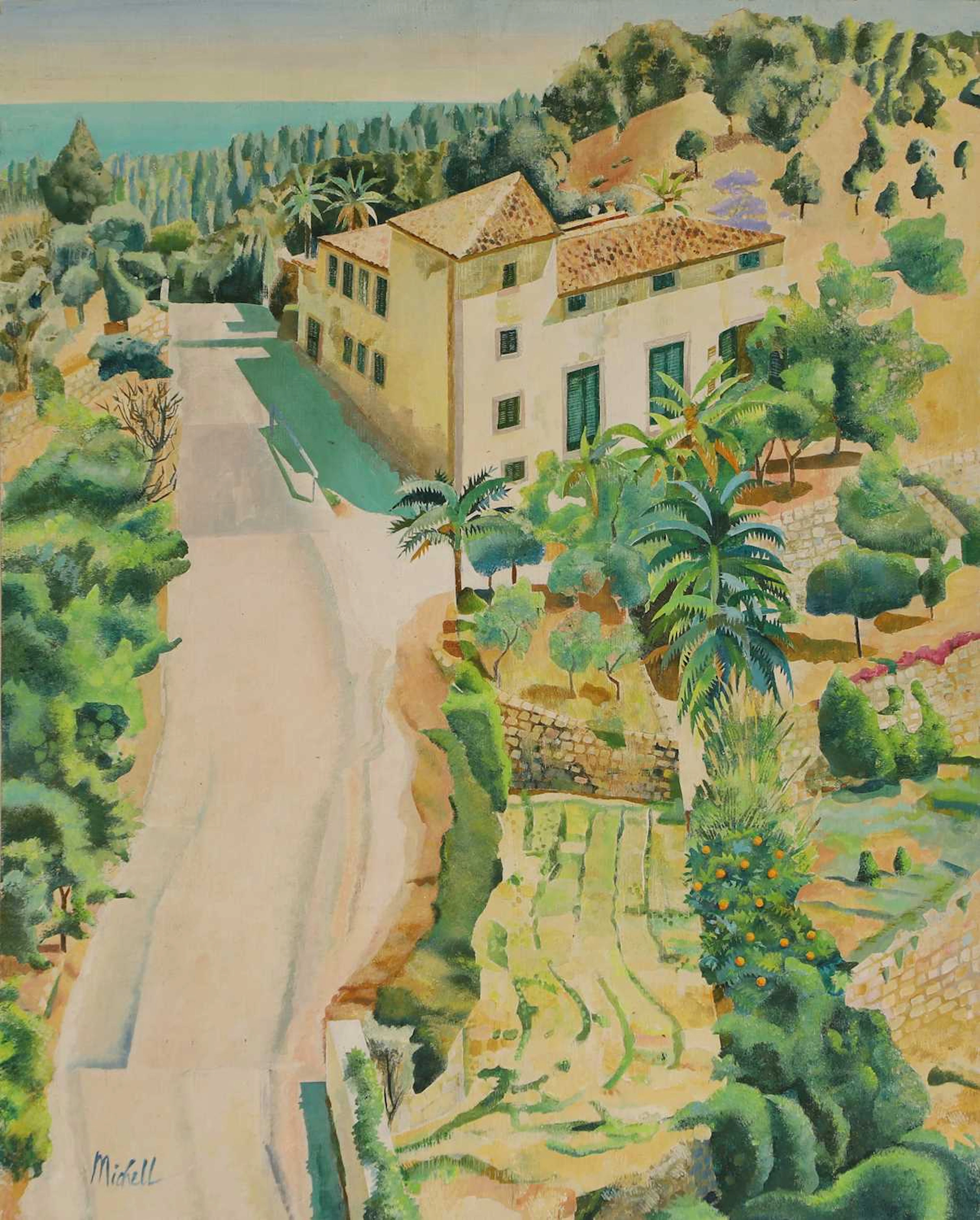 ▲ Keith Michell (Australian, 1926-2015) View of a villa, Majorca