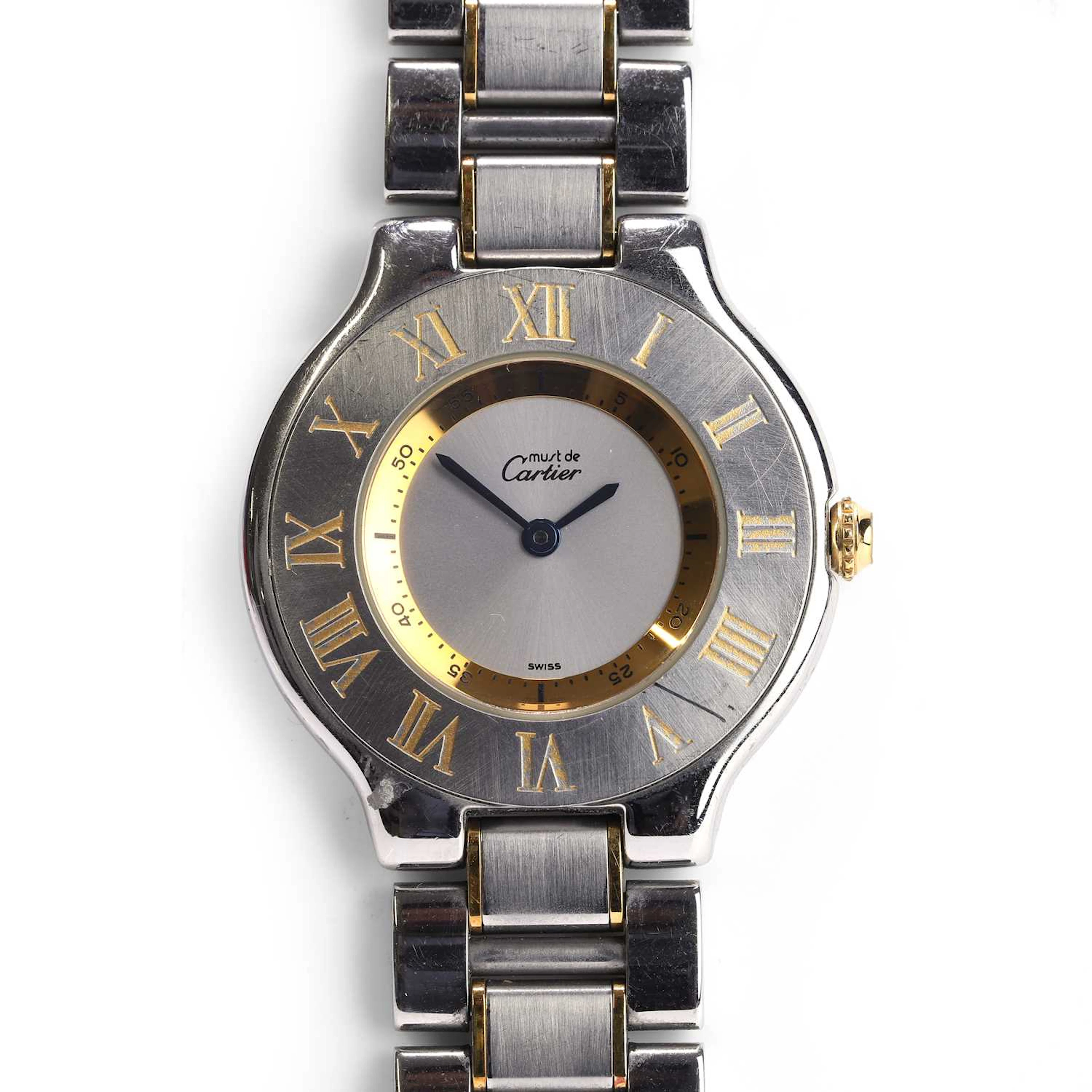 Cartier a two-tone 'Must de Cartier 21' quartz bracelet watch