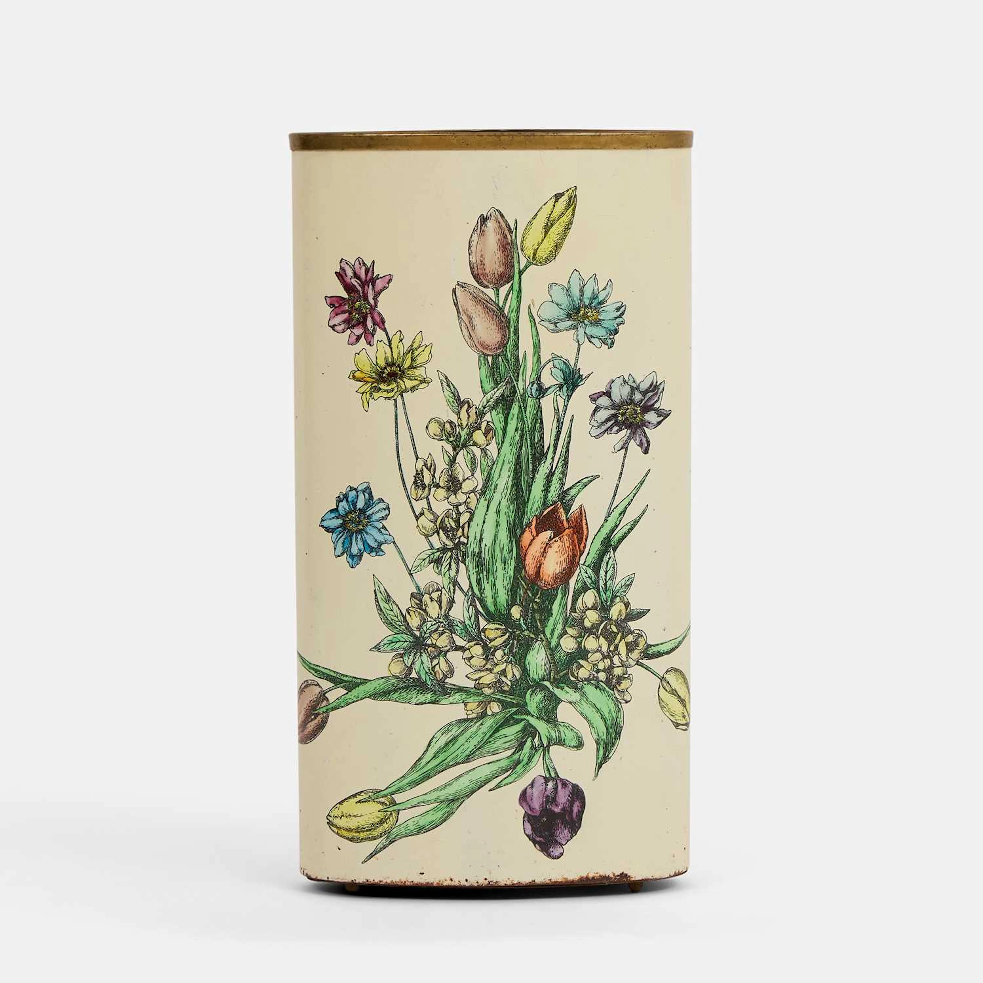 Felice Galbiati a steel and brass umbrella stand