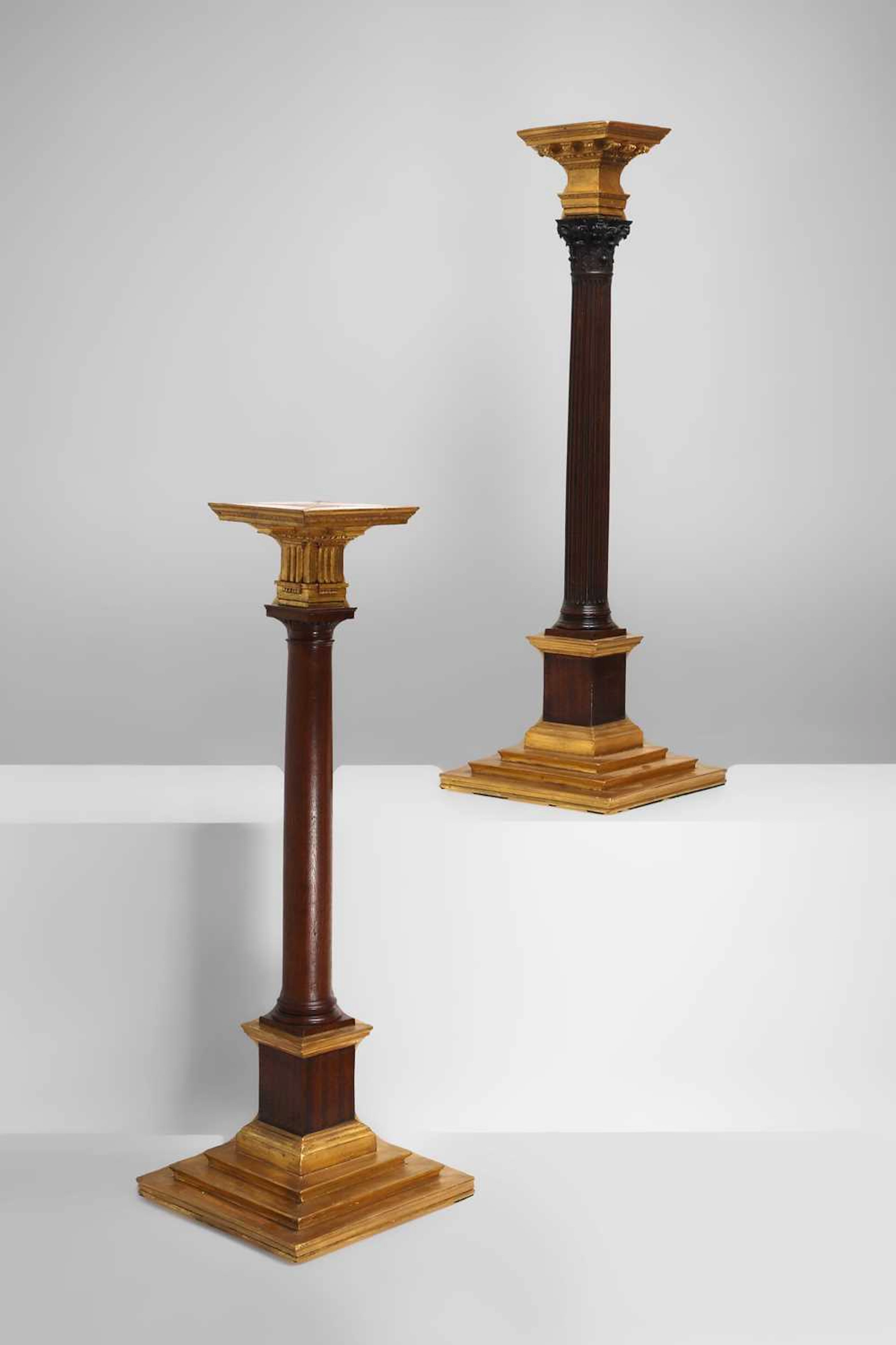 Two George III mahogany and parcel-gilt architectural models of classical