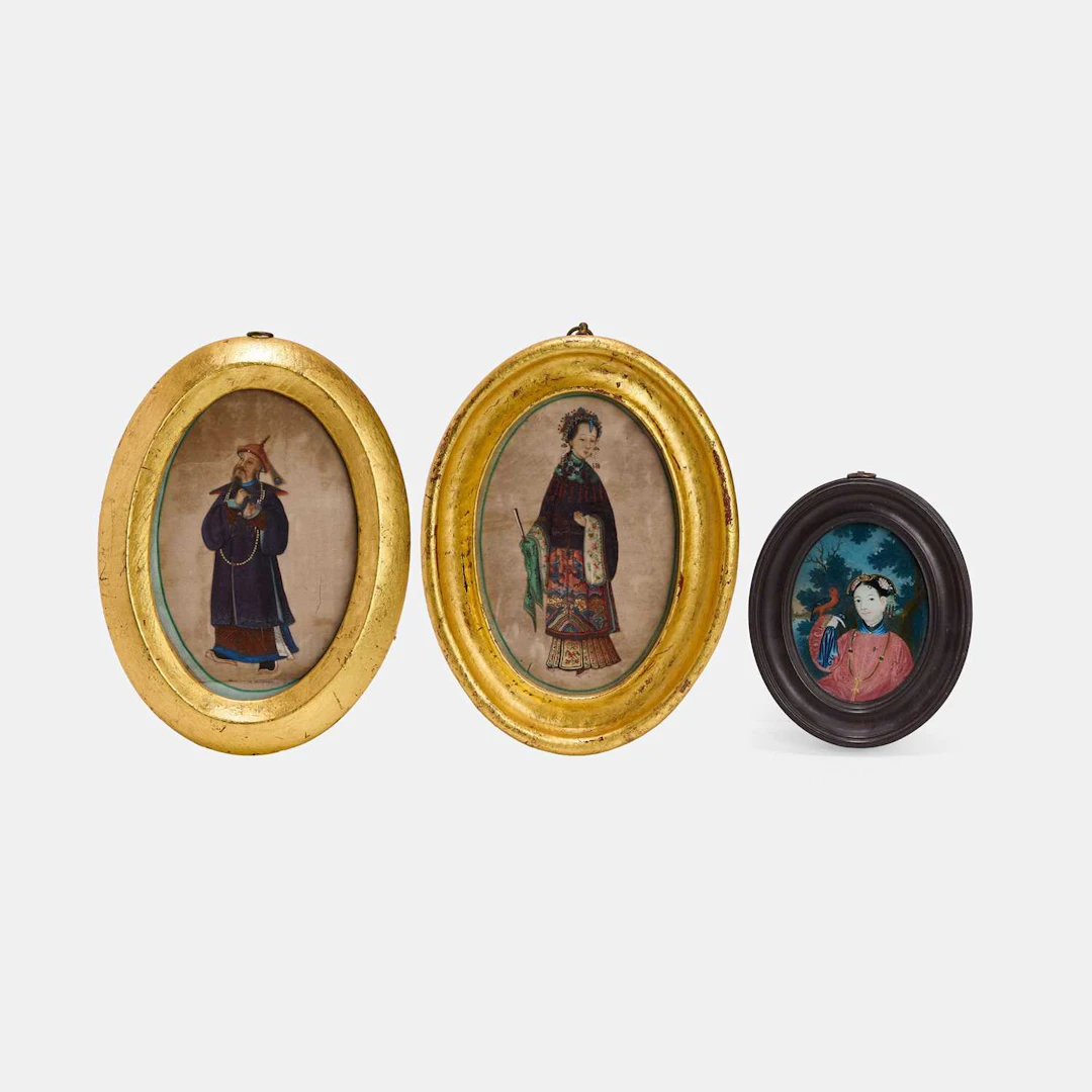 Three Chinese export pictures Qing dynasty (1644-1911)