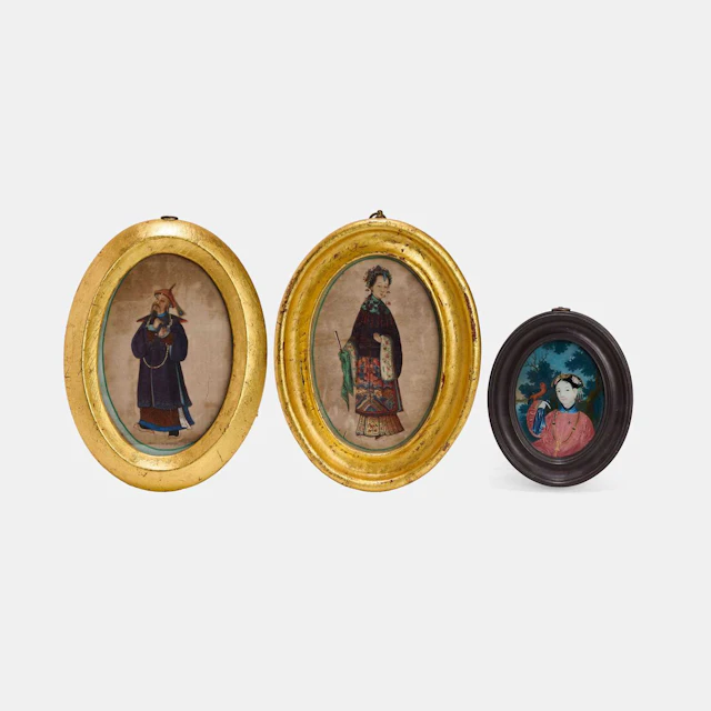 Three Chinese export pictures Qing dynasty (1644-1911)