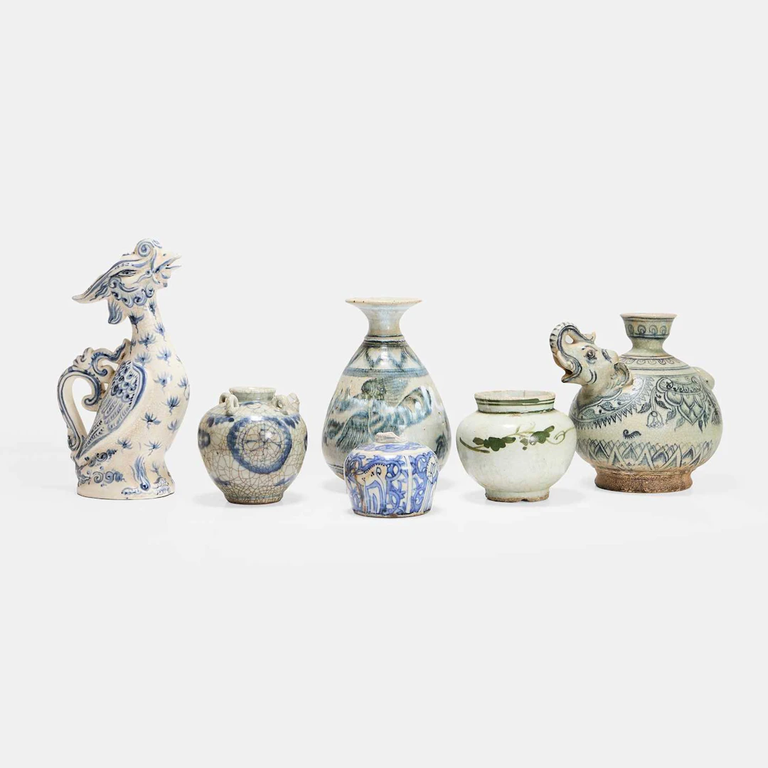 Six Southeast Asian blue and white vessels 15th-17th century