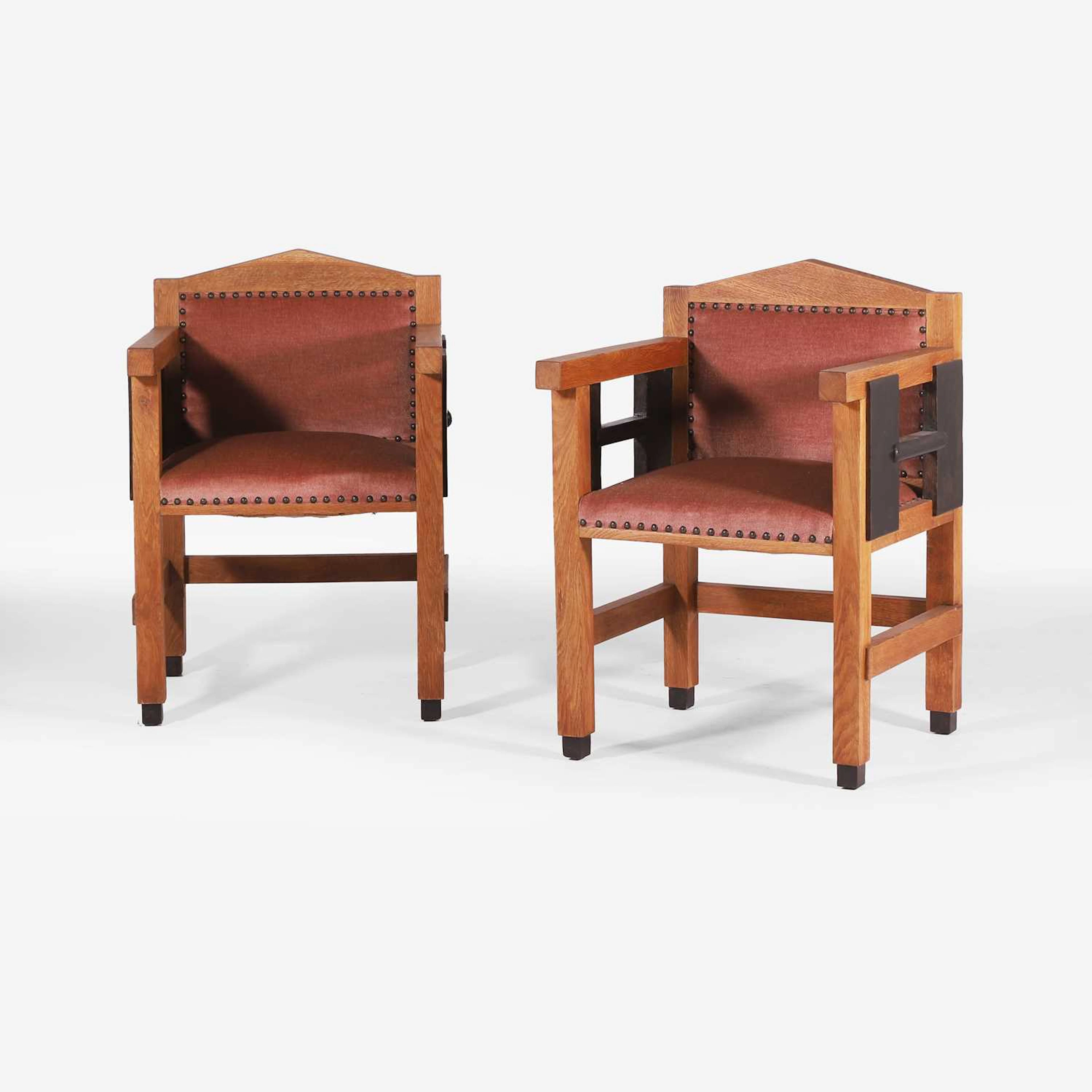 ▲ Jacques L Grubben (Dutch, 1884-1964) pair of Dutch Art Deco armchairs