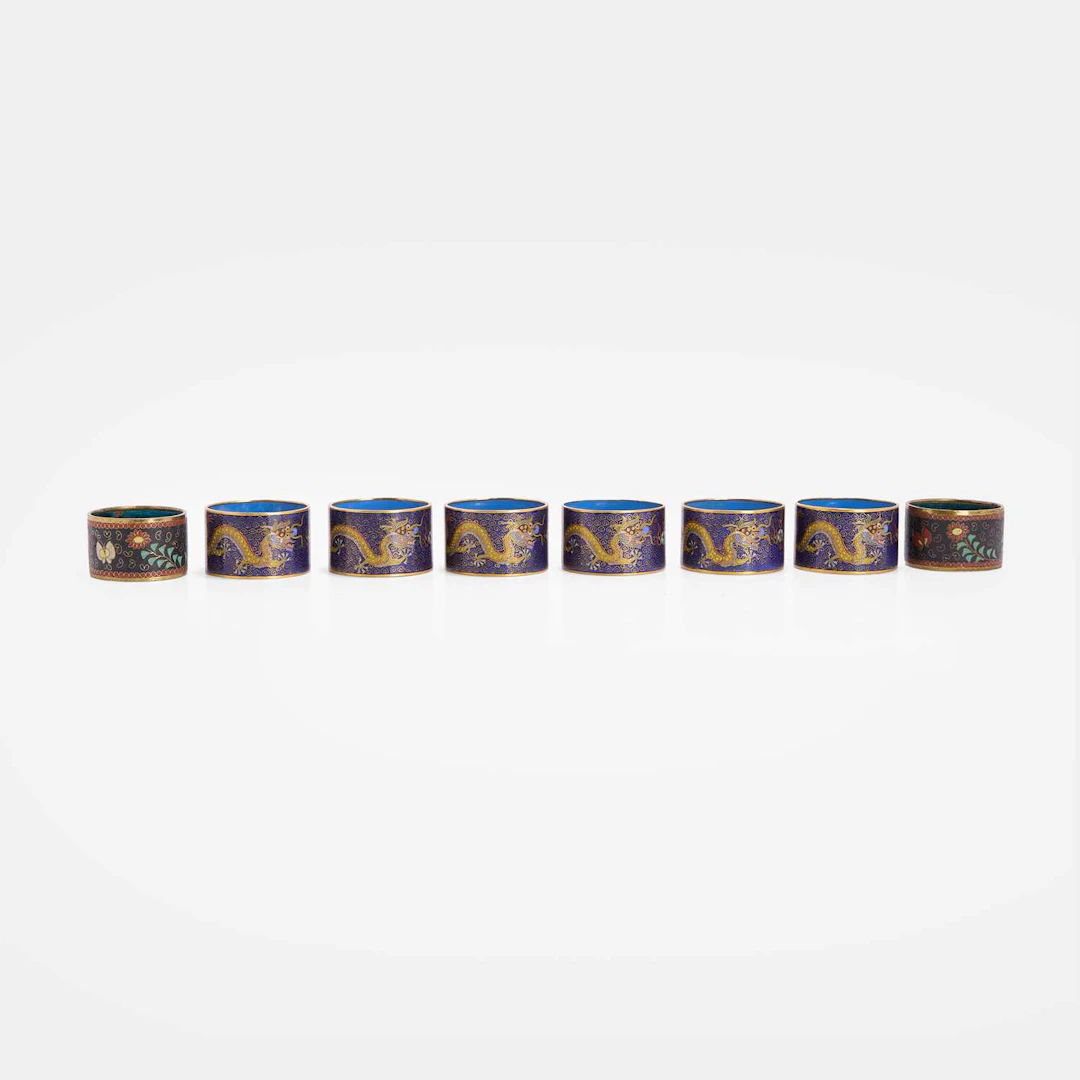 A collection of Japanese and Chinese cloisonné napkin rings early 20th century