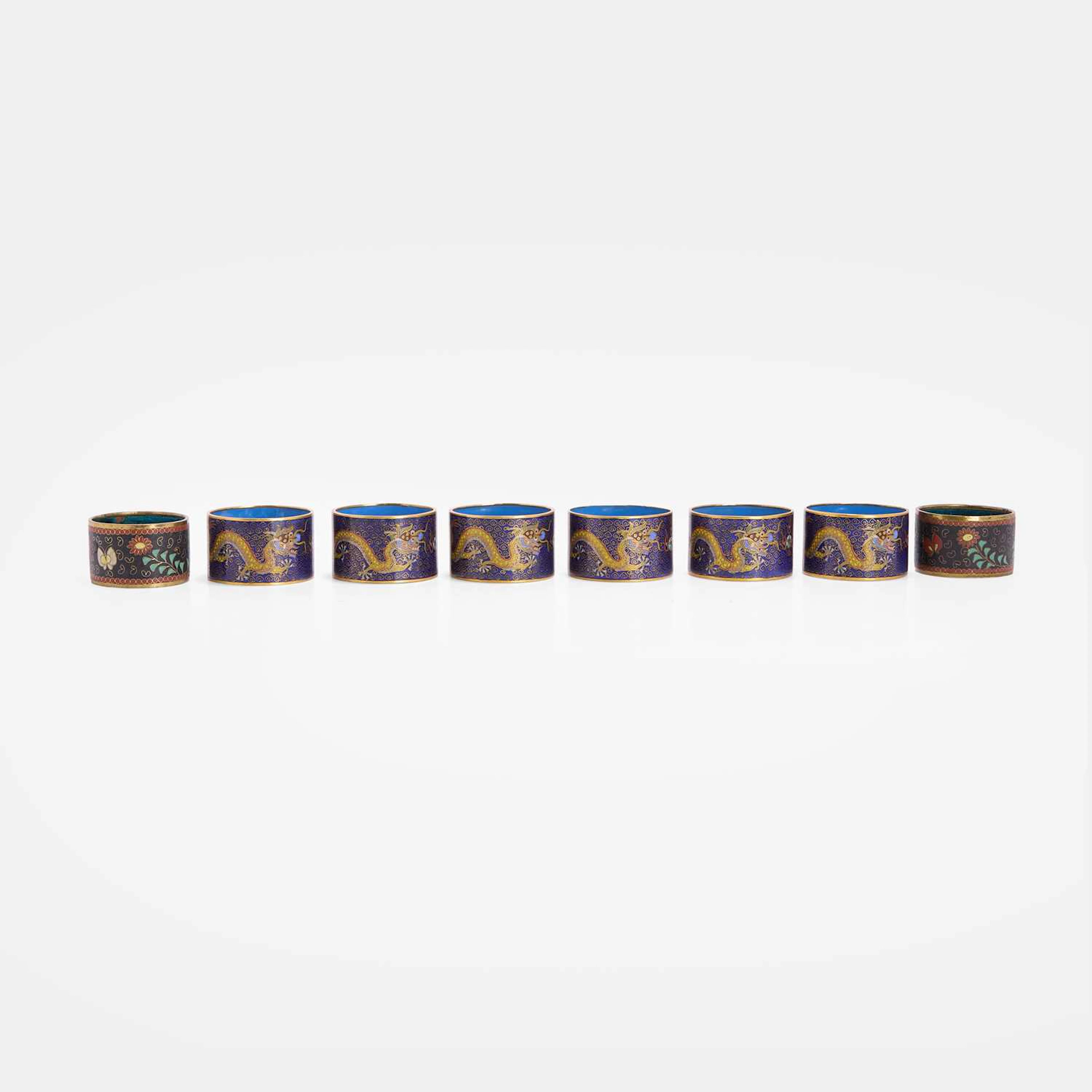 A collection of Japanese and Chinese cloisonné napkin rings early 20th century