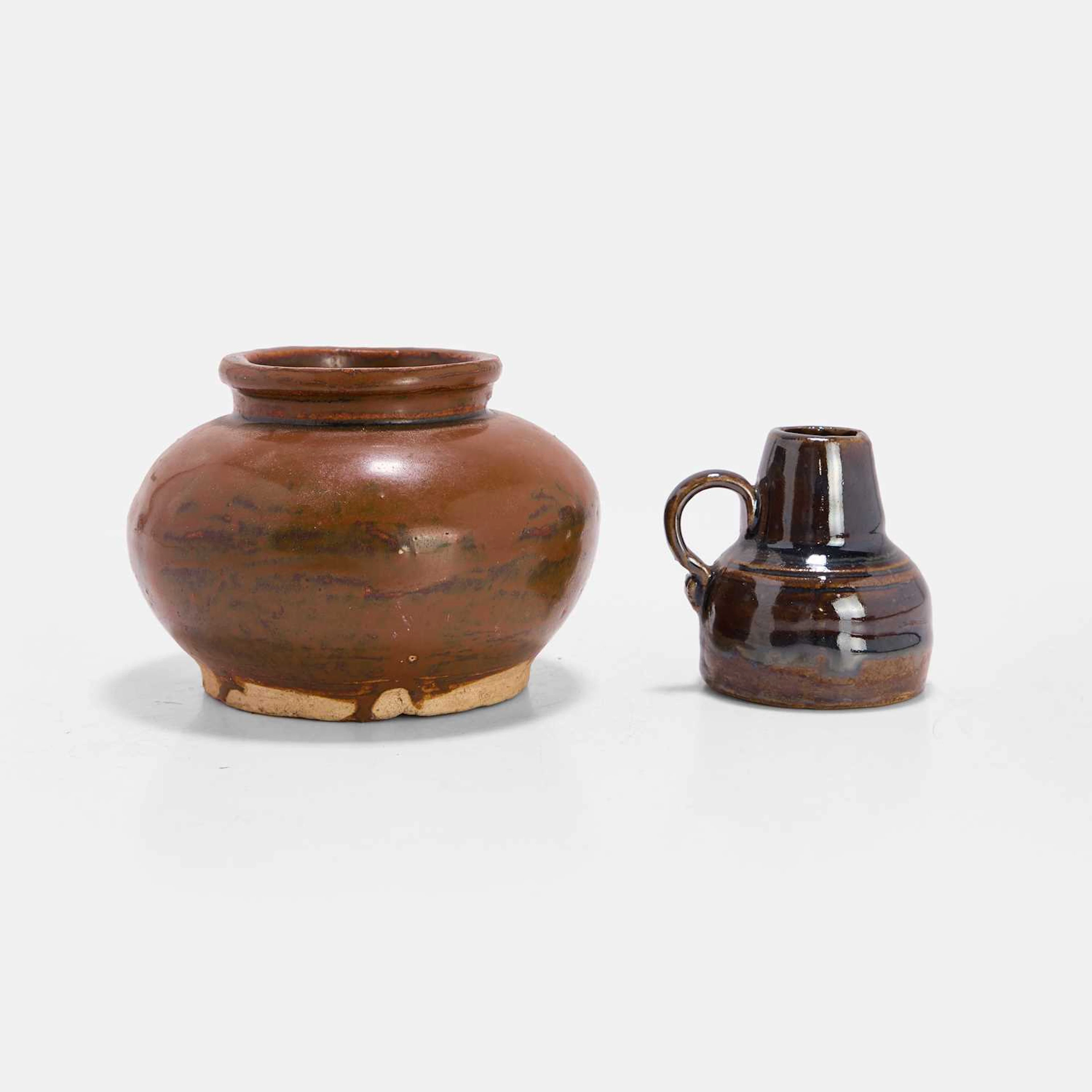 Two Chinese brown-glazed stoneware vessels Qing dynasty (1644-1911)