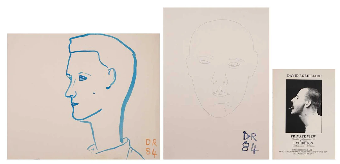 David Robilliard (British, 1952-1988) Two drawings of faces