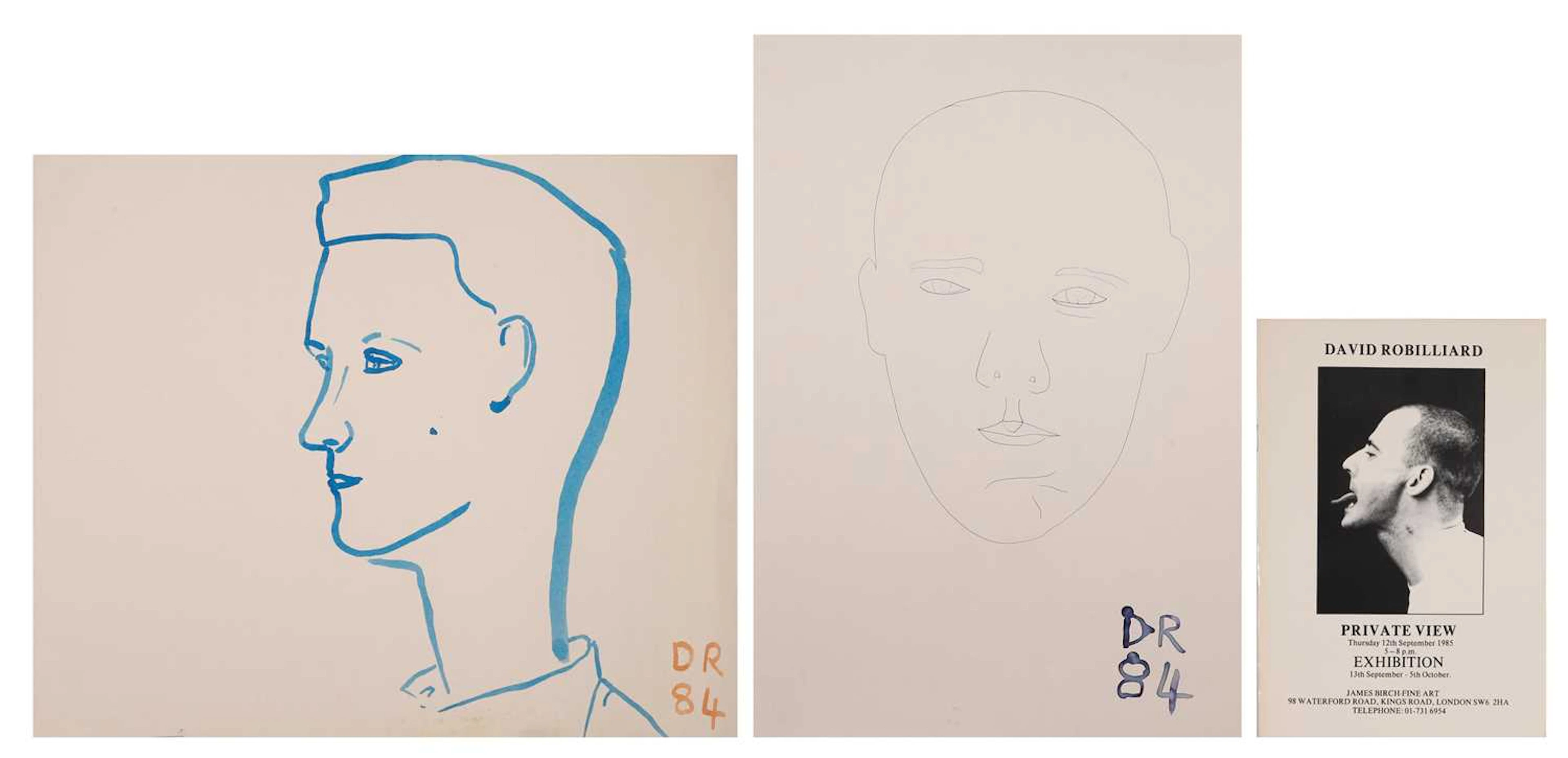 David Robilliard (British, 1952-1988) Two drawings of faces