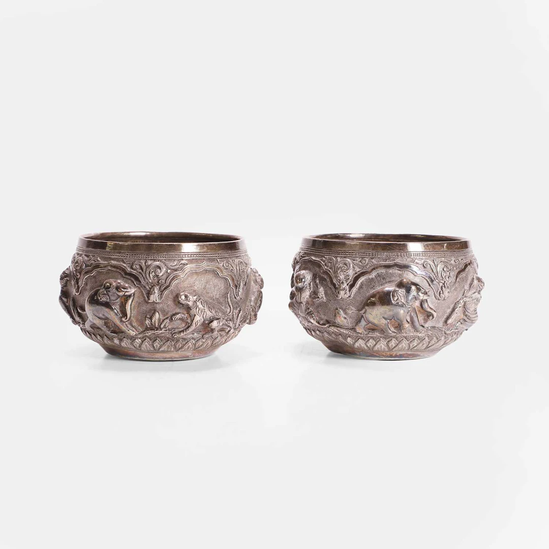 Two Burmese (Myanmar) silver bowls late 19th/early 20th century