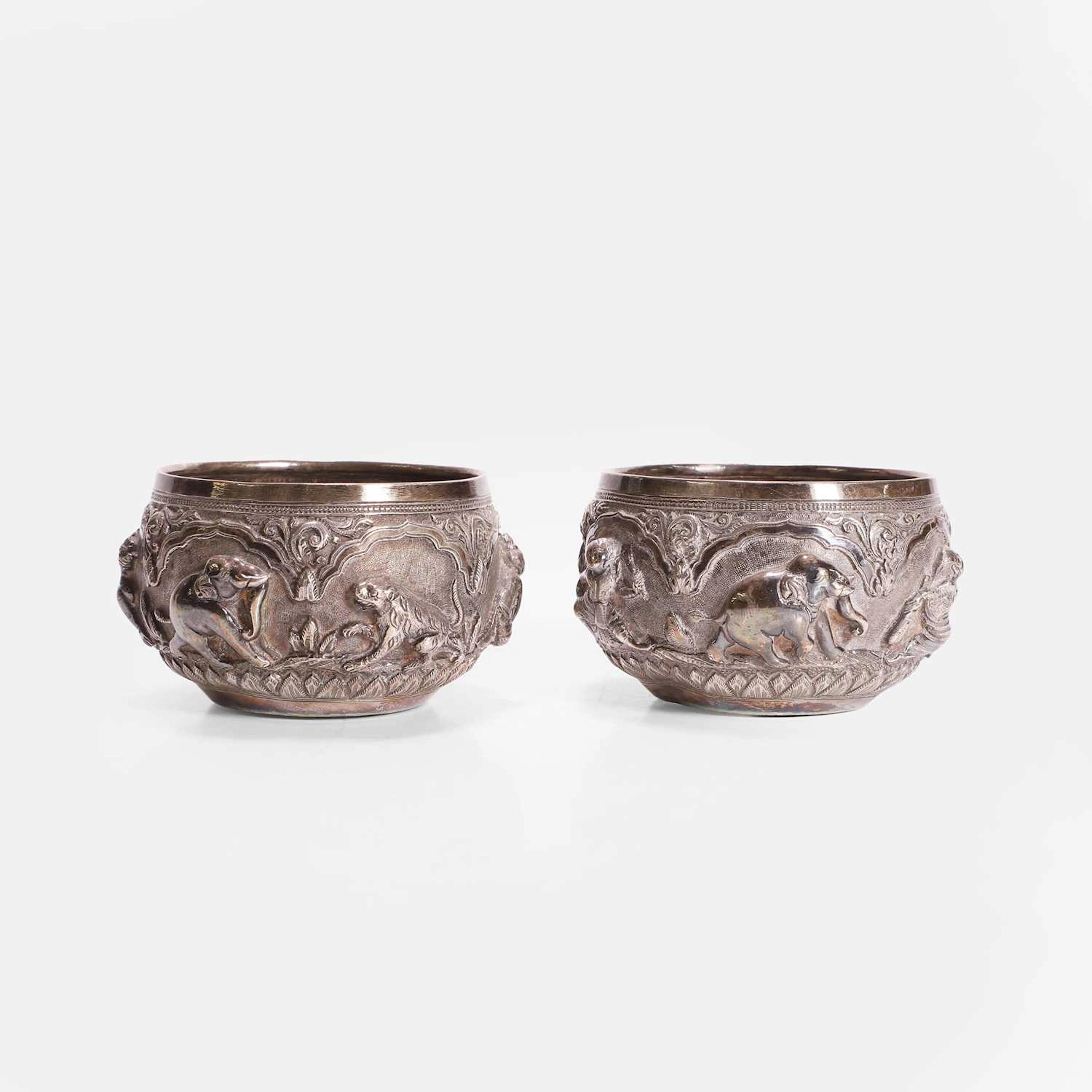 Two Burmese (Myanmar) silver bowls late 19th/early 20th century