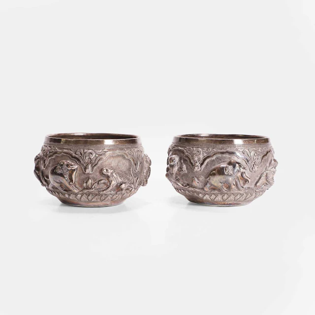 Two Burmese (Myanmar) silver bowls late 19th/early 20th century
