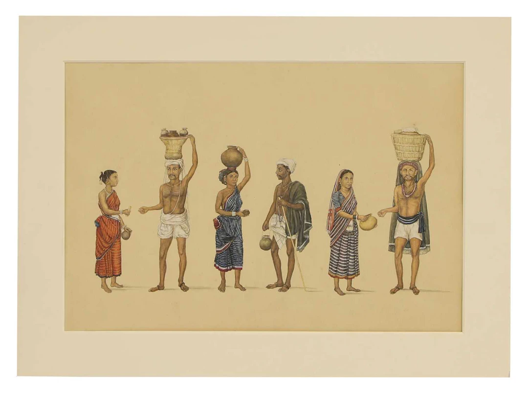 A large Indian Company School-style painting of couples 20th century