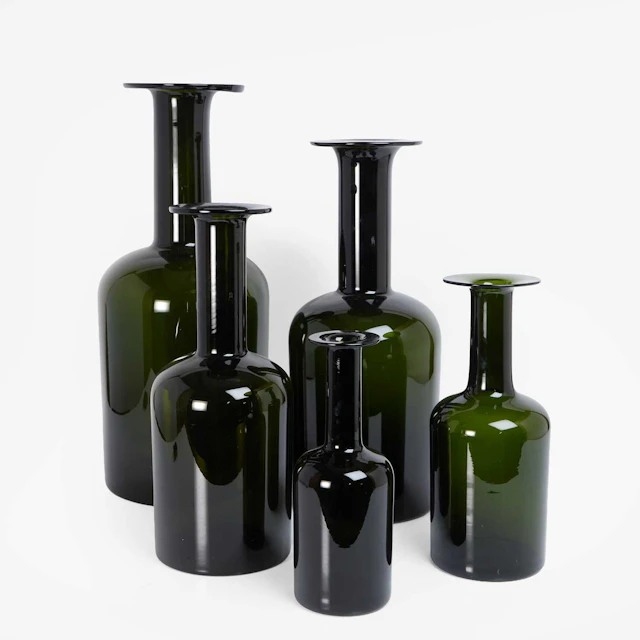 Otto Brauer (Danish, 1911-1984) five Holmegaard Gulvases