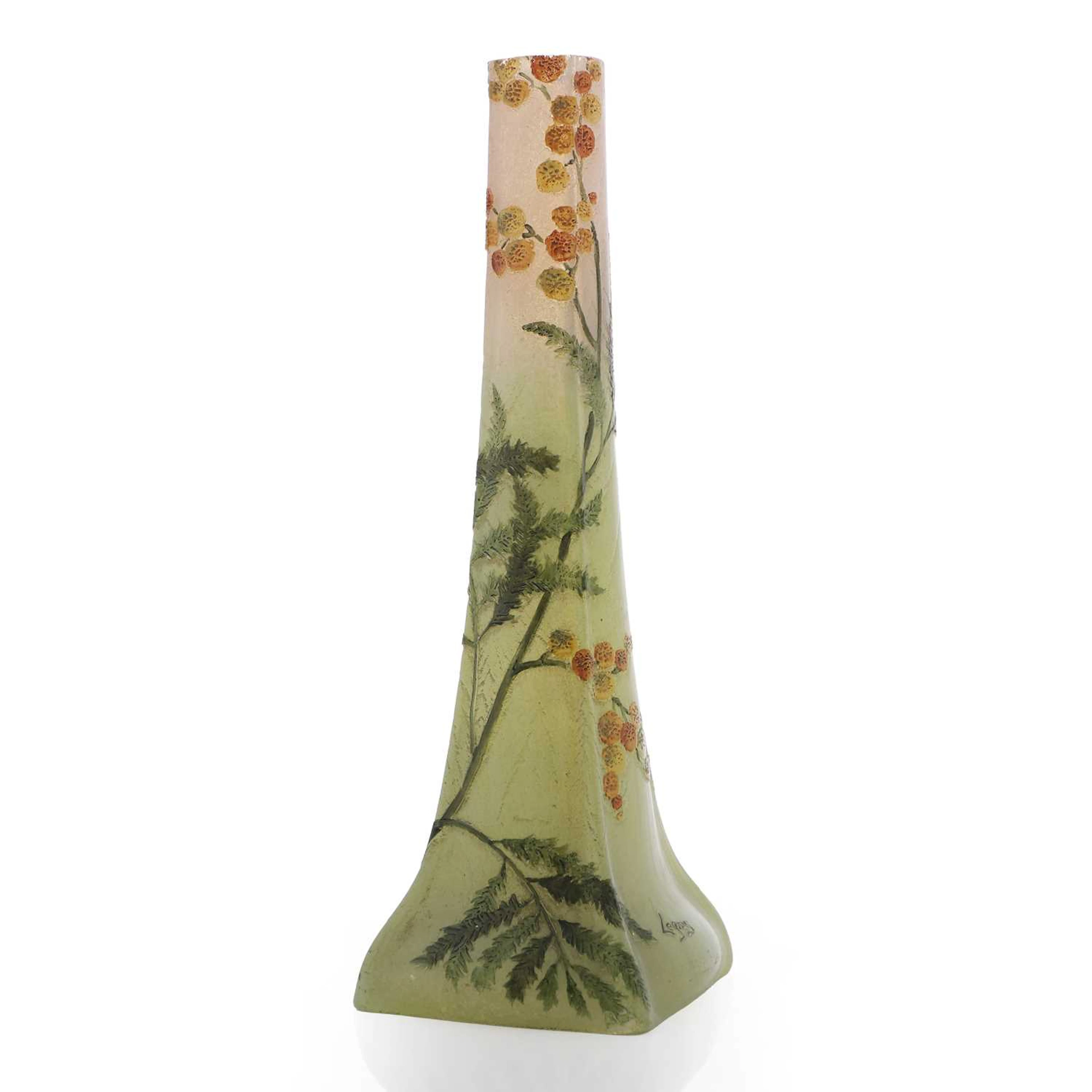 A Legras enamelled cameo glass vase circa 1900, French