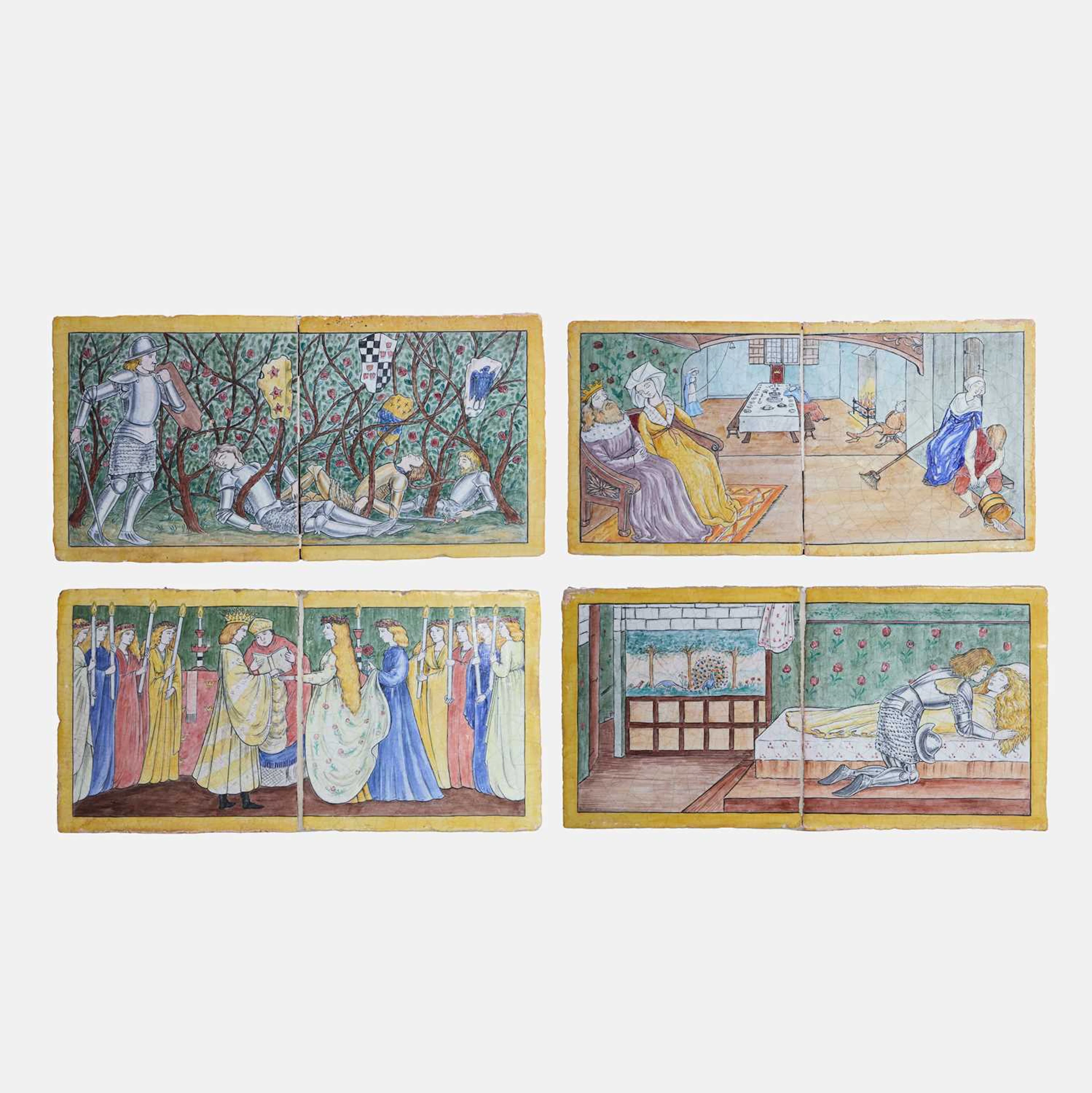 Arts and Crafts a group of four large tiles