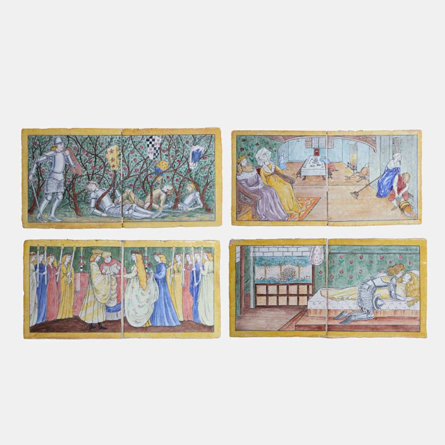 Arts and Crafts a group of four large tiles