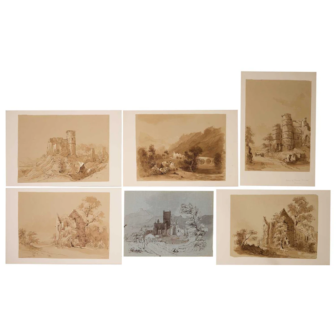 James 'Drunken' Robertson (British, fl.1825-1836) Six studies of churches