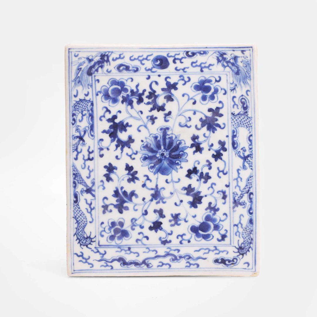 A Chinese blue and white porcelain plaque late Qing dynasty