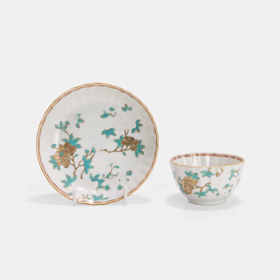 A Chinese export famille rose teacup and saucer 18th century