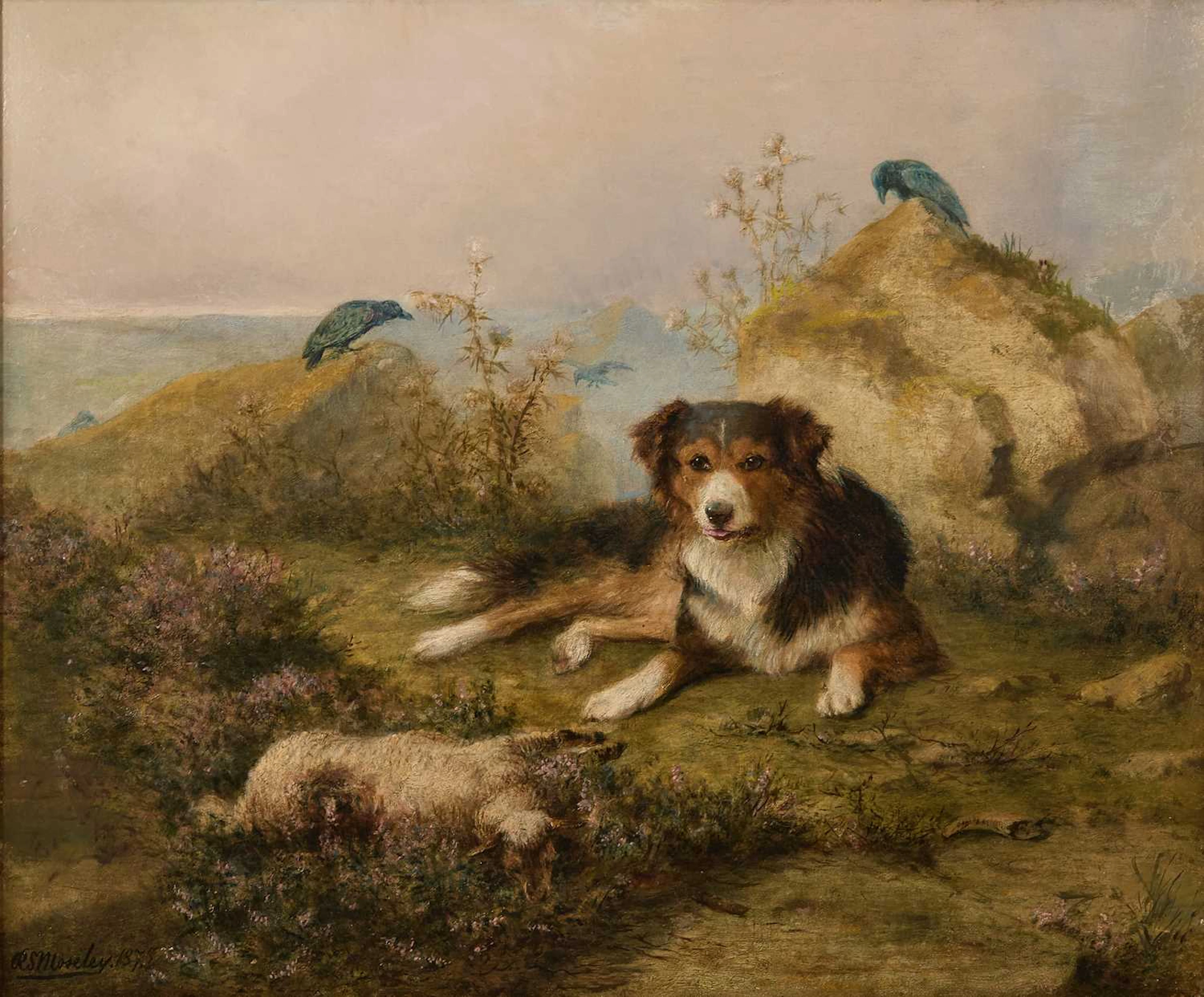 Richard S Moseley (British, circa 1843-1914) A Border Collie in a landscape