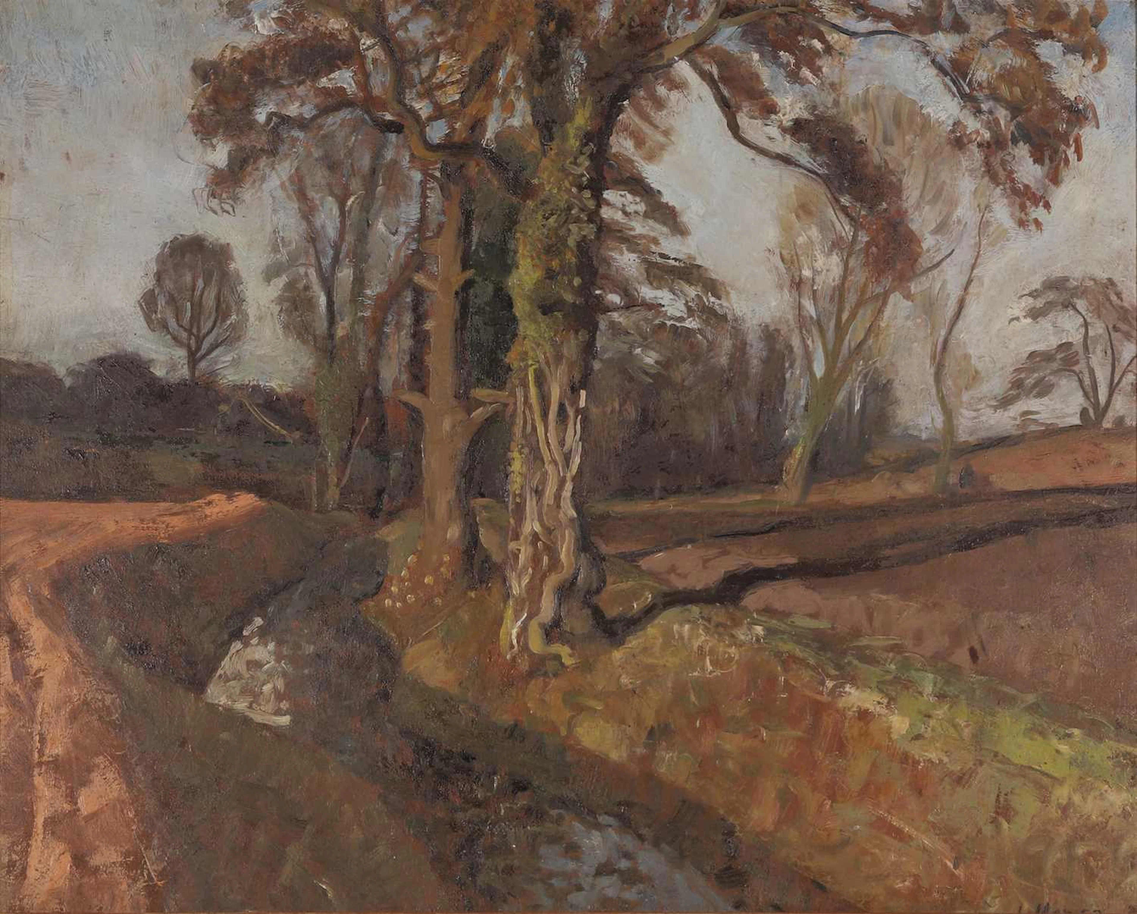 ▲ John Aldridge RA (British, 1905-1983) Landscape with trees and a stream