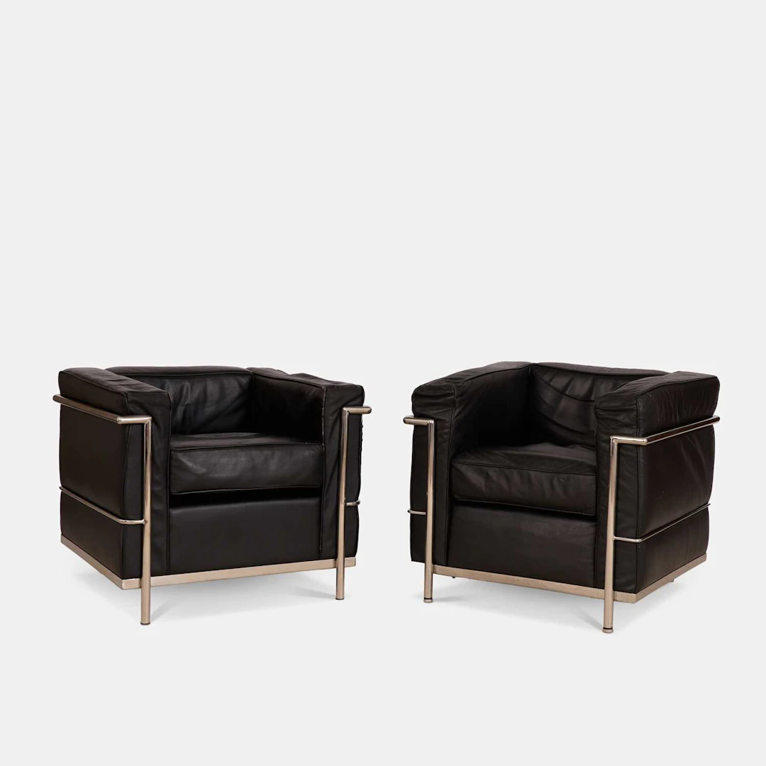 After Le Corbusier a pair of 'LC2' chairs