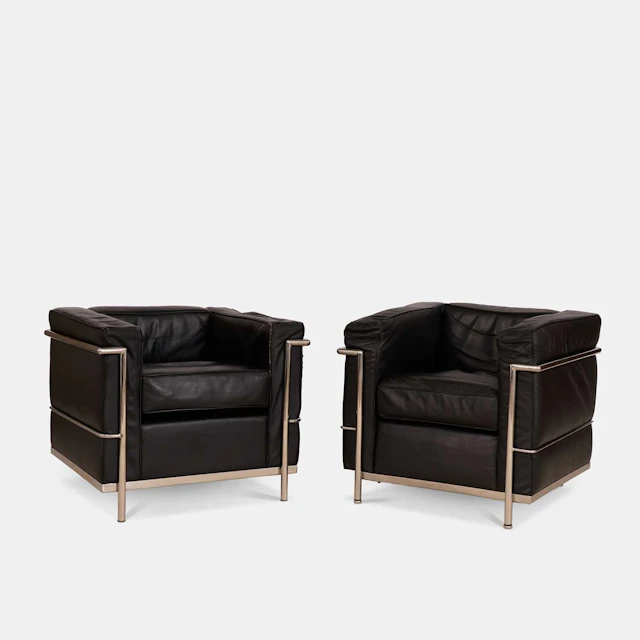 After Le Corbusier a pair of 'LC2' chairs
