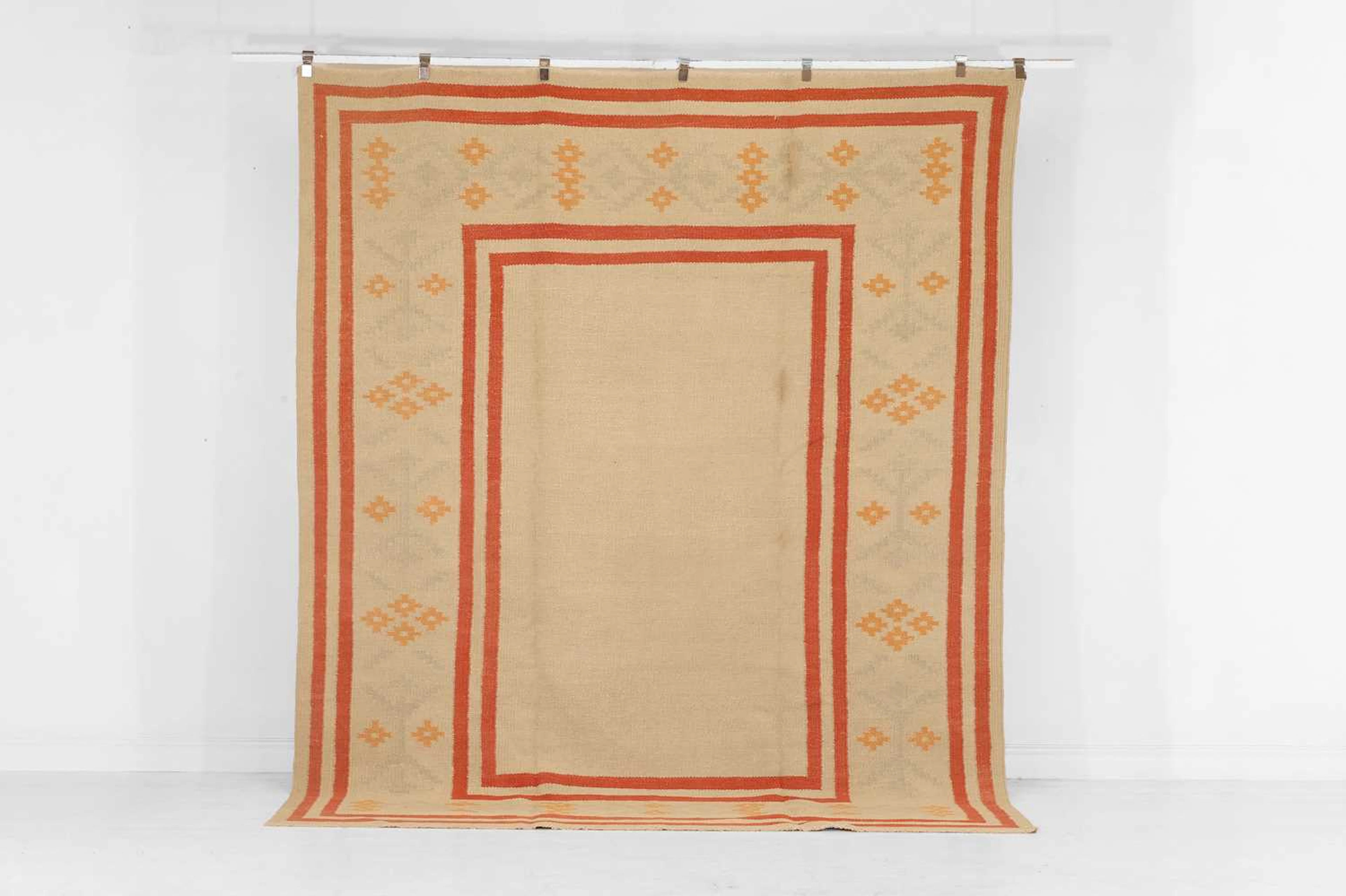 A flat-weave wool carpet of Scandinavian design of recent manufacture