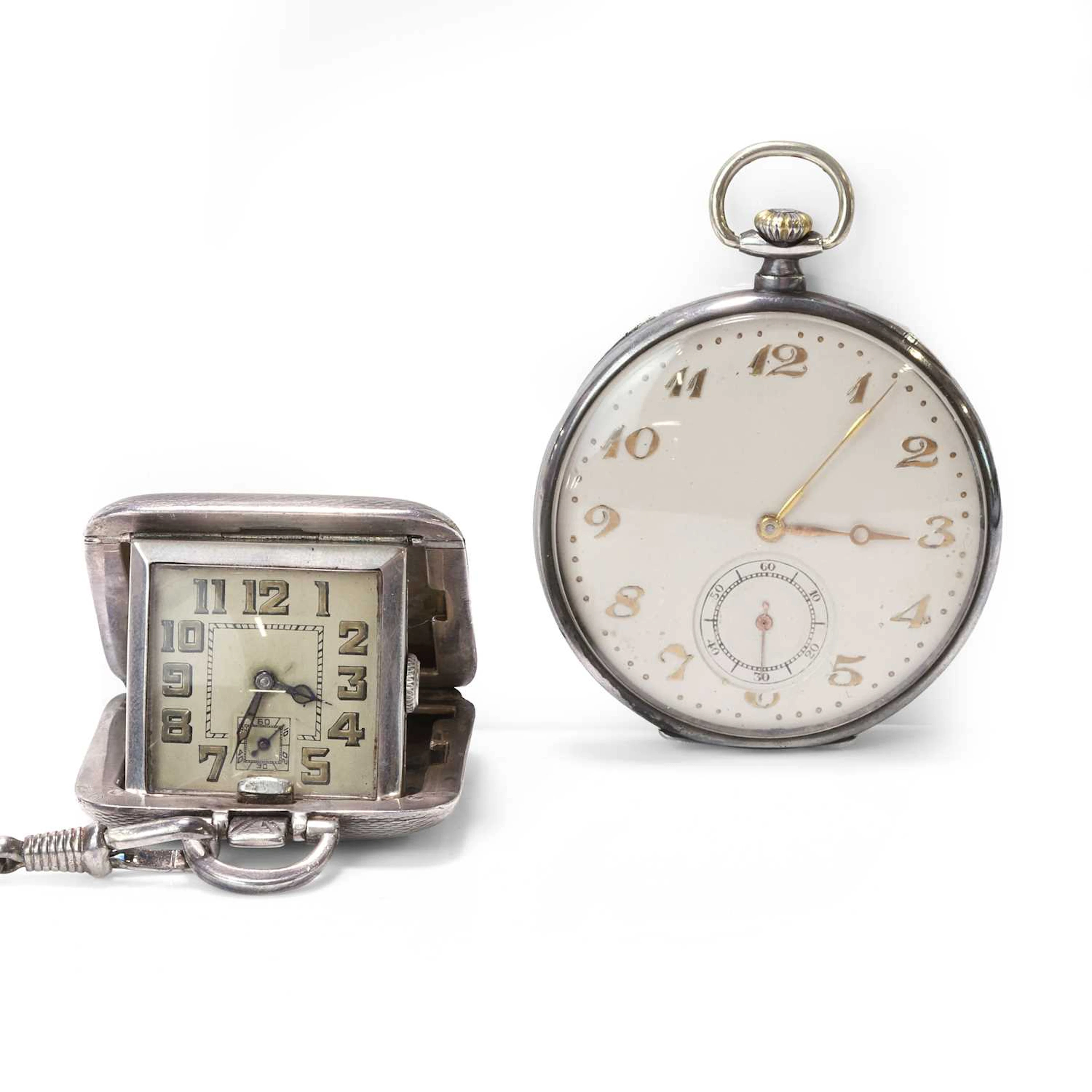 A ladies' silver Art Deco purse watch and a Continental silver Perseo