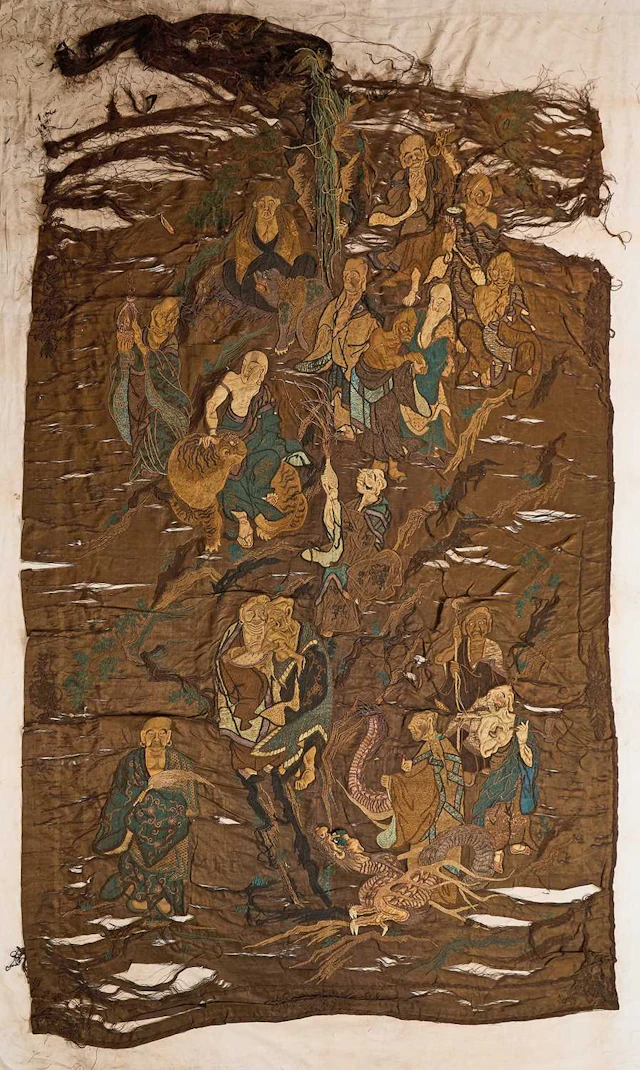A Japanese wall hanging tapestry Meiji period (1868-1912)