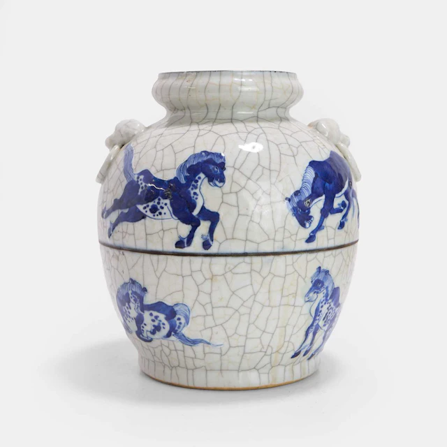 A Chinese blue and white jar late Qing dynasty