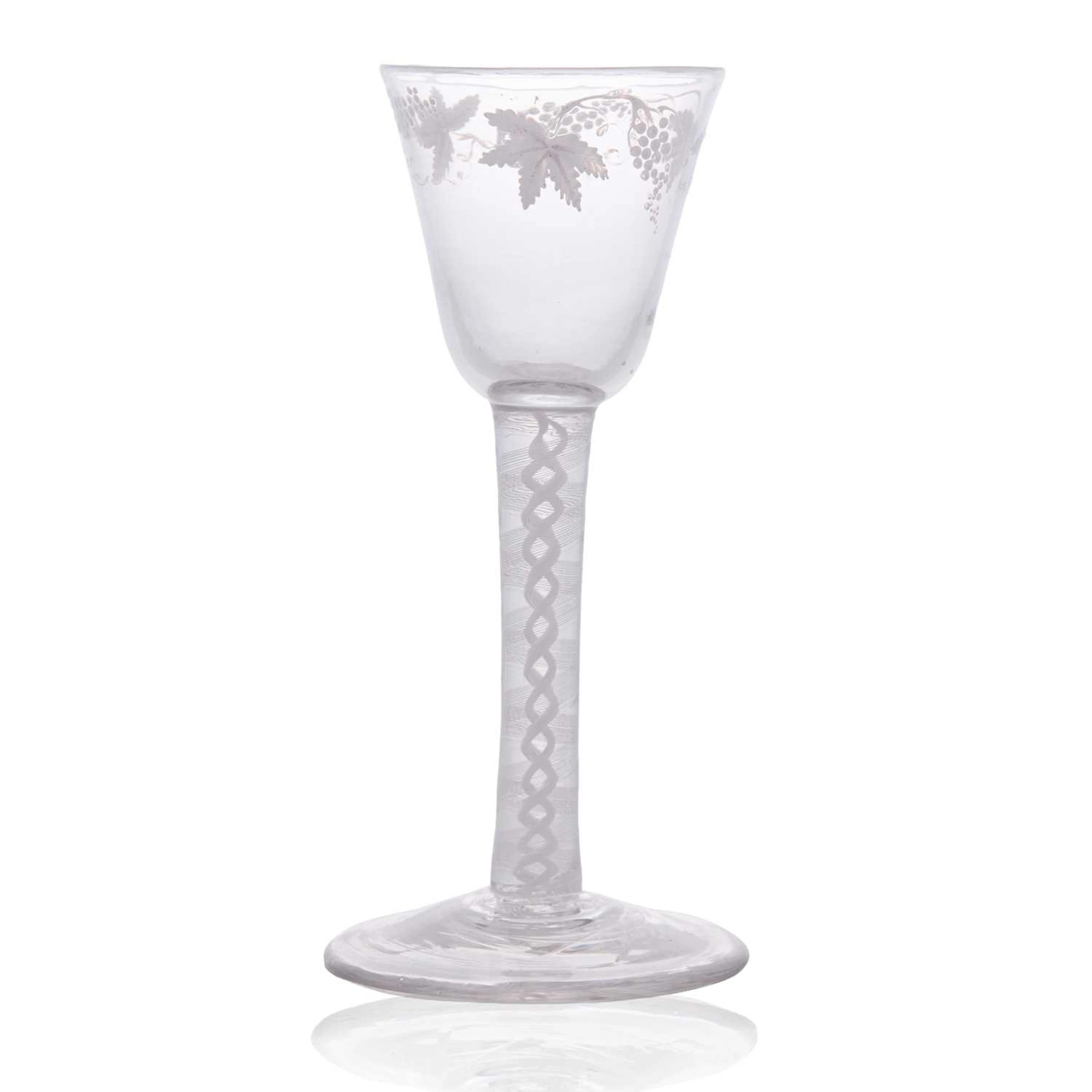 A Beilby enamelled wine glass circa 1765