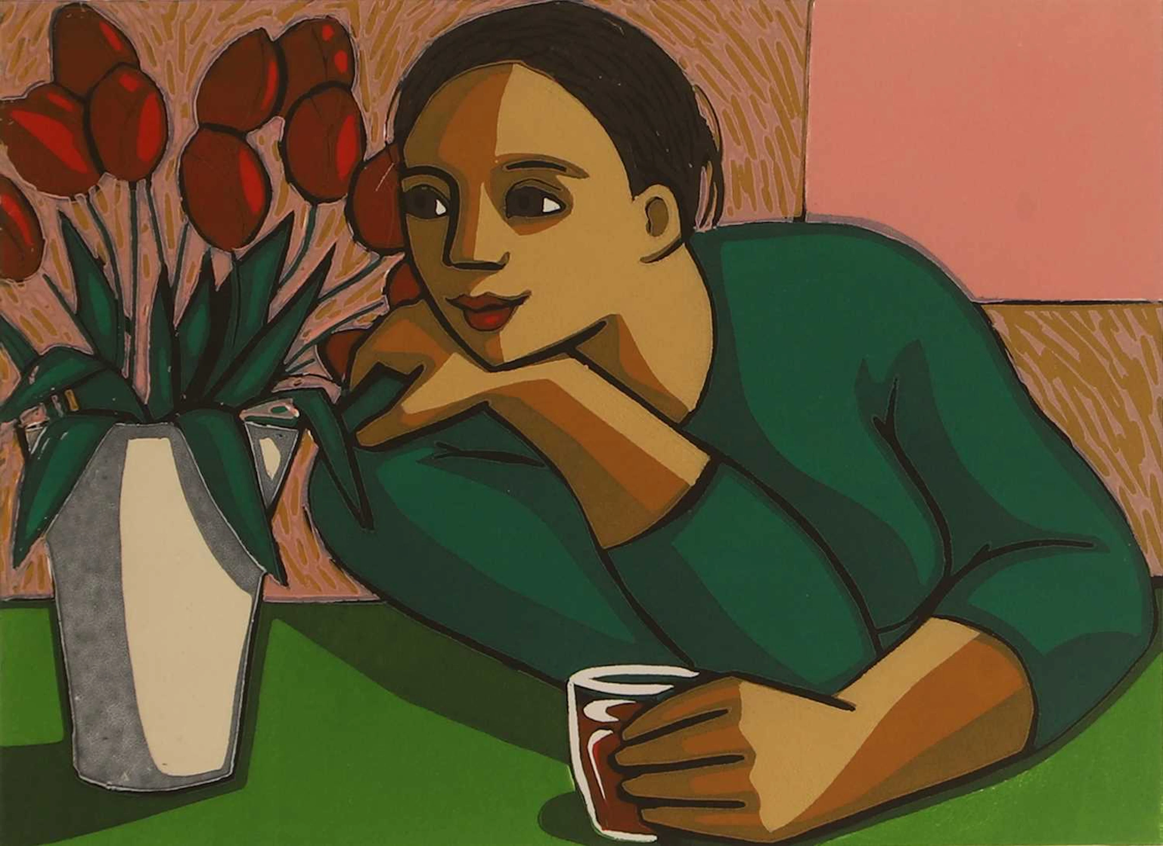 ▲ Anita Klein (Australian b.1960) 'Red Wine & Tulips'